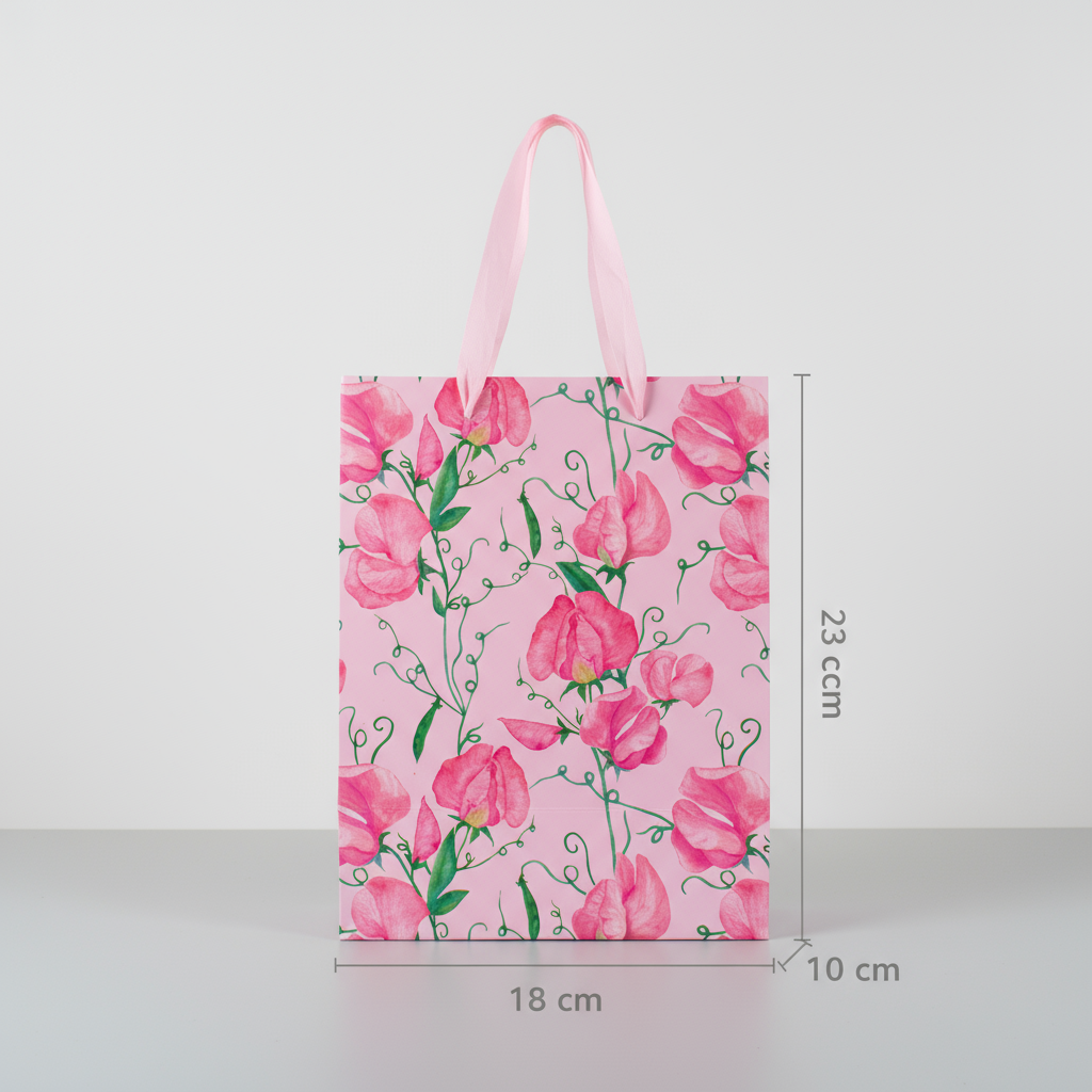 Paper Gift Bag Sweet Pea Blossom 23 X 18 X 10cm 1pc