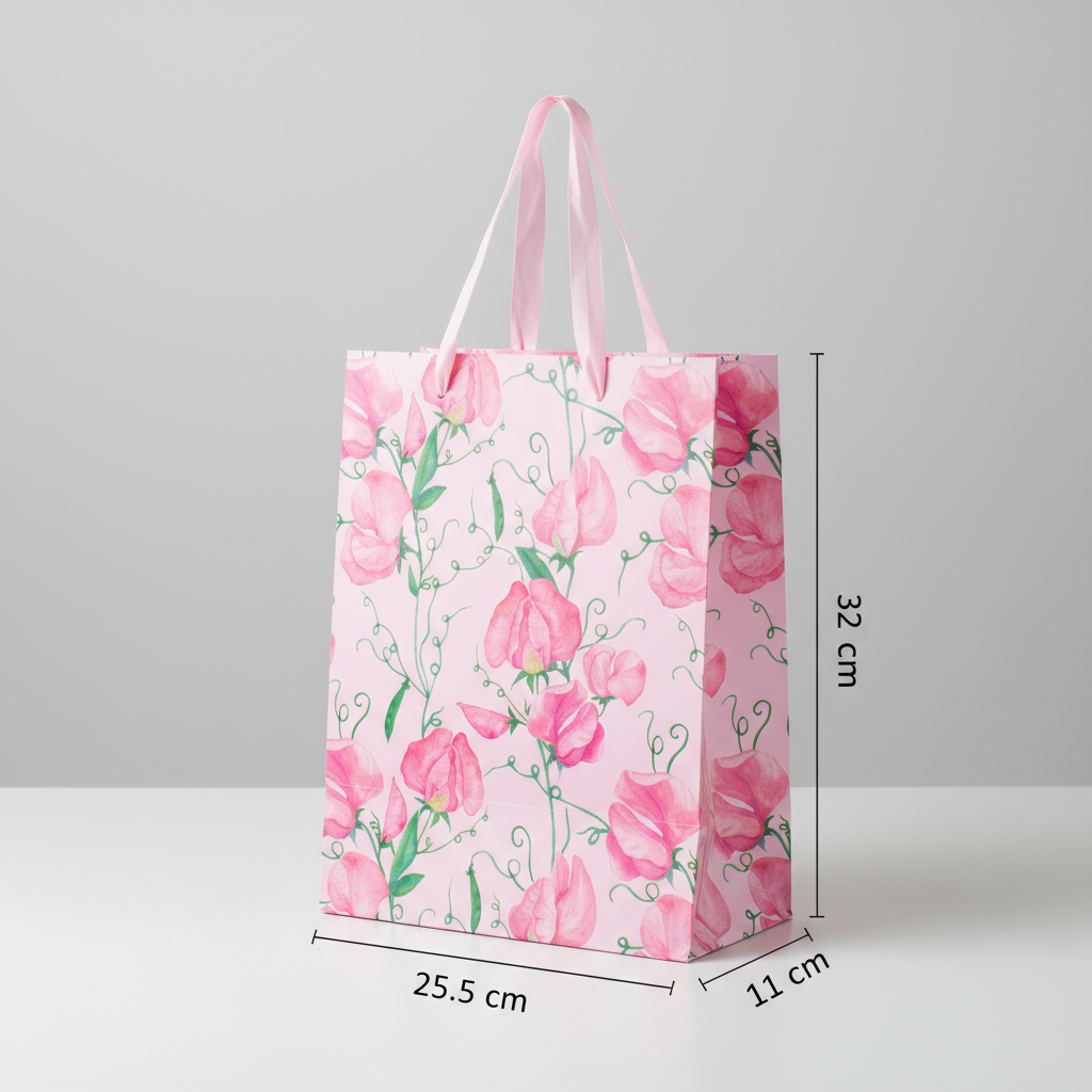 Paper Gift Bag Sweet Pea Blossom 32 X 26 X 12cm 1pc
