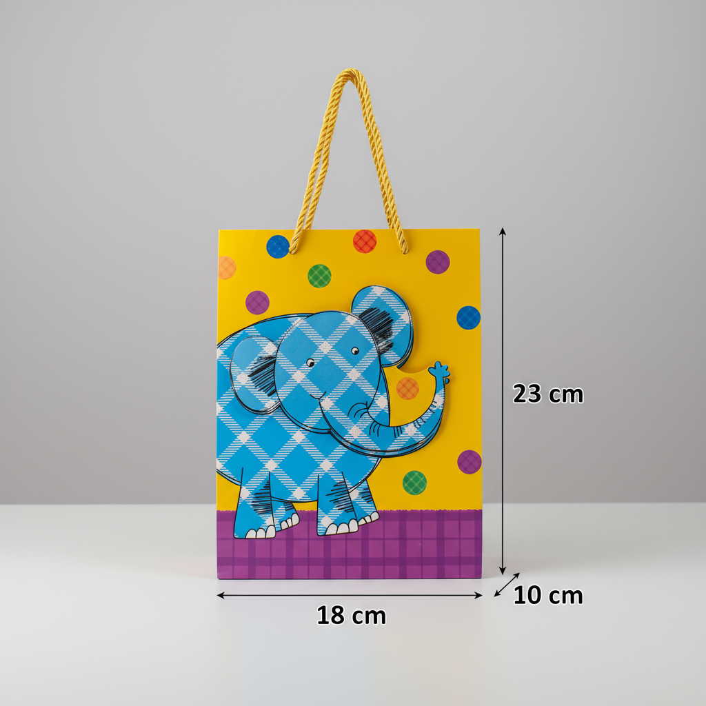 3D Paper Gift Bag Elephant 23 X 18 X 10cm 1pc