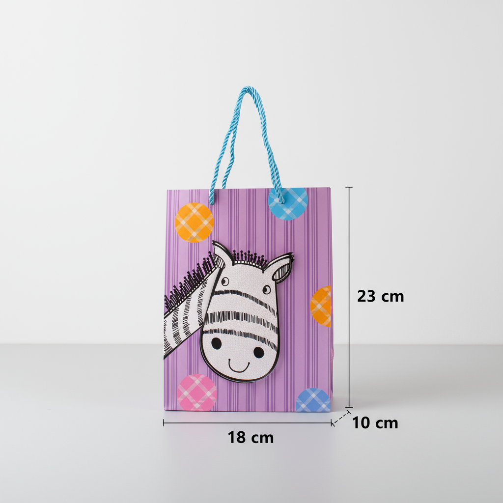 3D Paper Gift Bag Black And White Giraffe 23 X 18 X 10cm 1pc