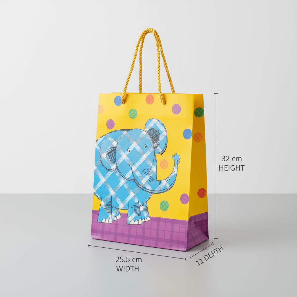3D Paper Gift Bag Elephant 32 X 25.5 X 11cm 1pc