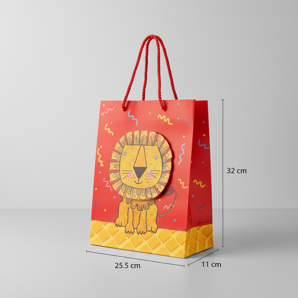 3D Paper Gift Bag Lion 32 X 25.5 X 11cm 1pc