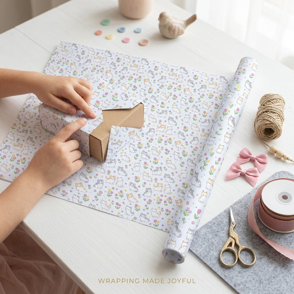 Gift Wrapping Paper Playful Kitty 27.75 x 19.29inch 1 Sheet