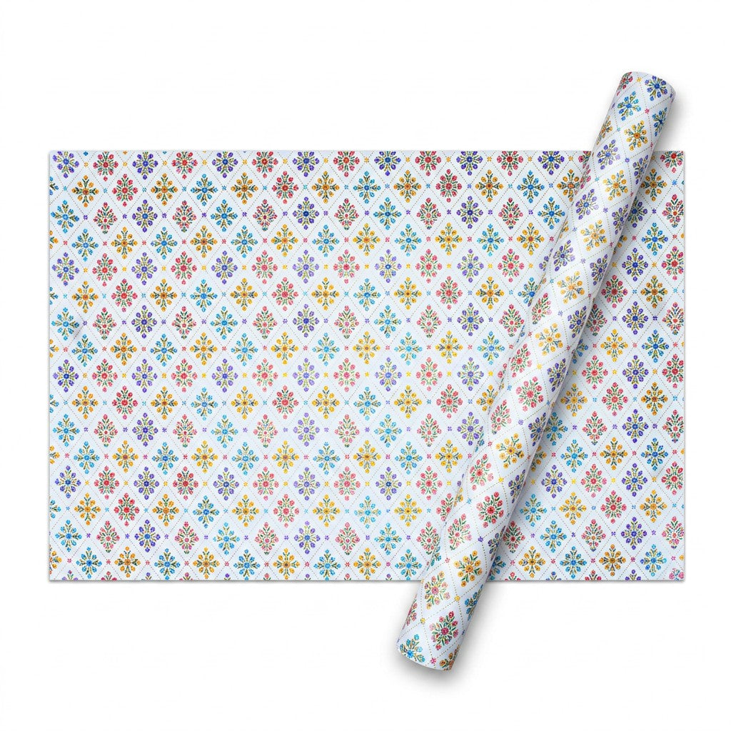 Gift Wrapping Paper Floral Medallions 27.75 X 19.29inch 1 Sheet