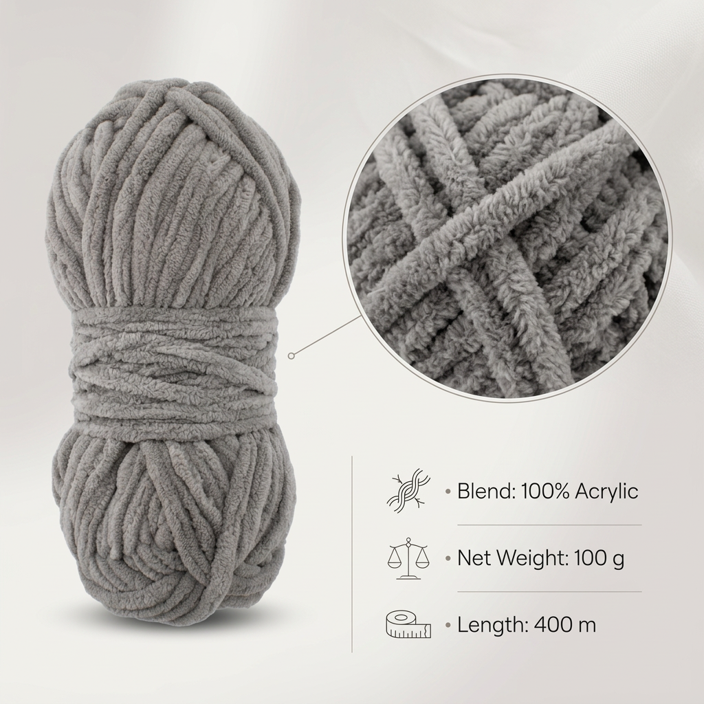 Snuggly Blanket Knitting/Crochet Yarn 100% Polyester Slate 50m 100g