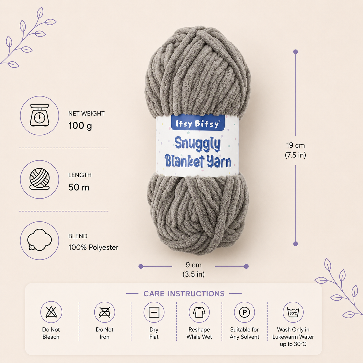 Snuggly Blanket Knitting/Crochet Yarn 100% Polyester Slate 50m 100g