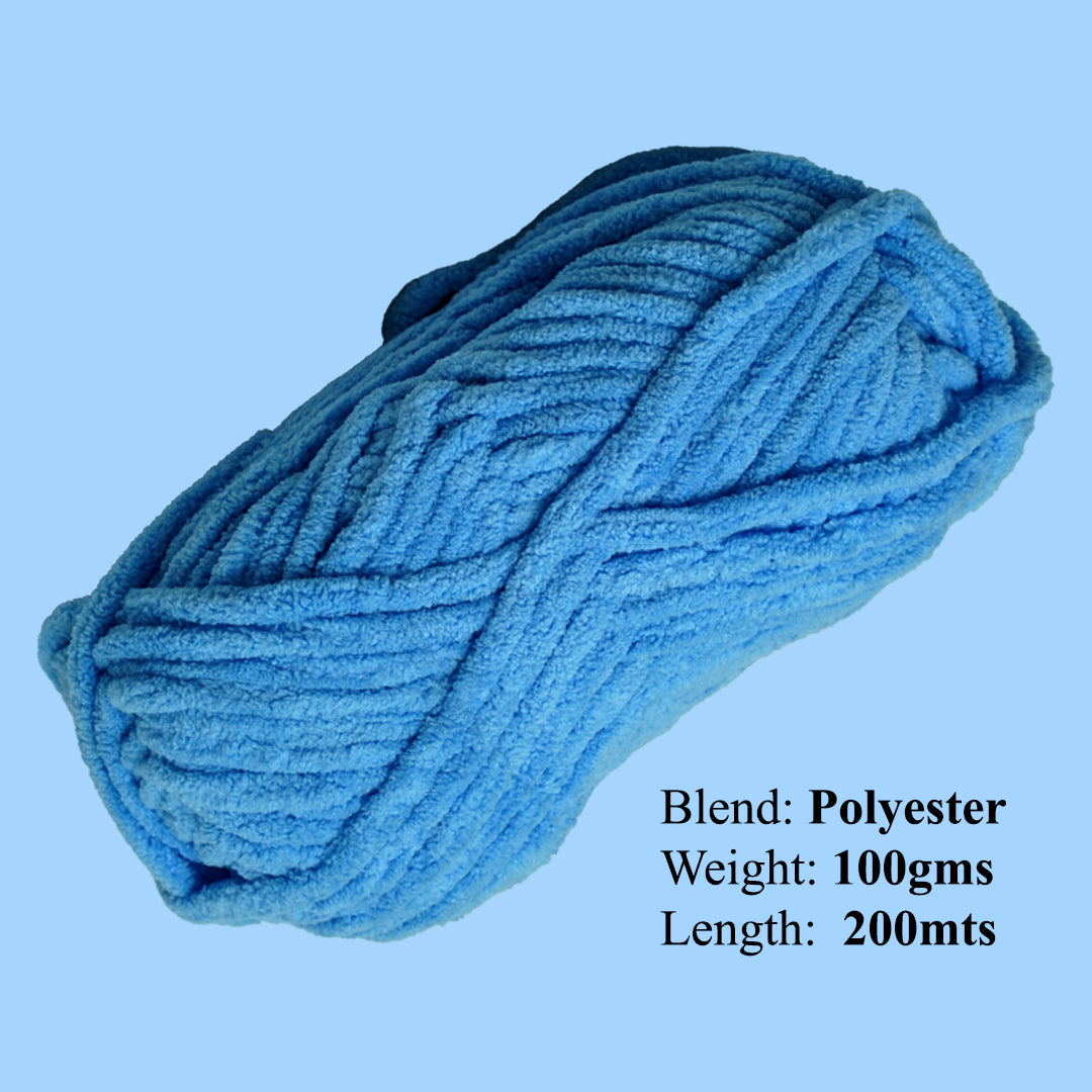 Snuggly Blanket Knitting/Crochet Yarn 100% Polyester Cyan Blue 50m 100g