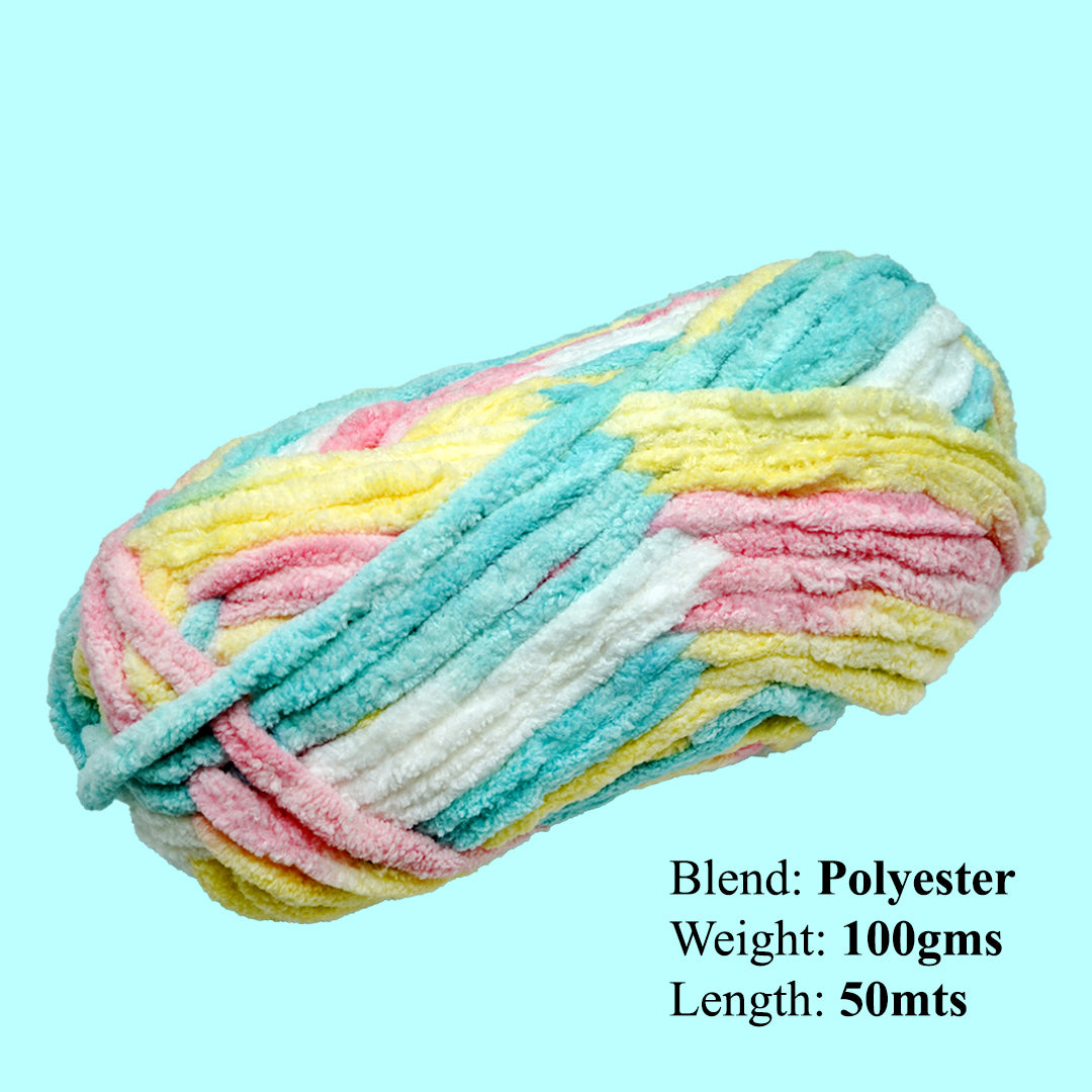 Snuggly Blanket Knitting/Crochet Yarn 100% Polyester Pastel Sky Multi Colour 50m 100g