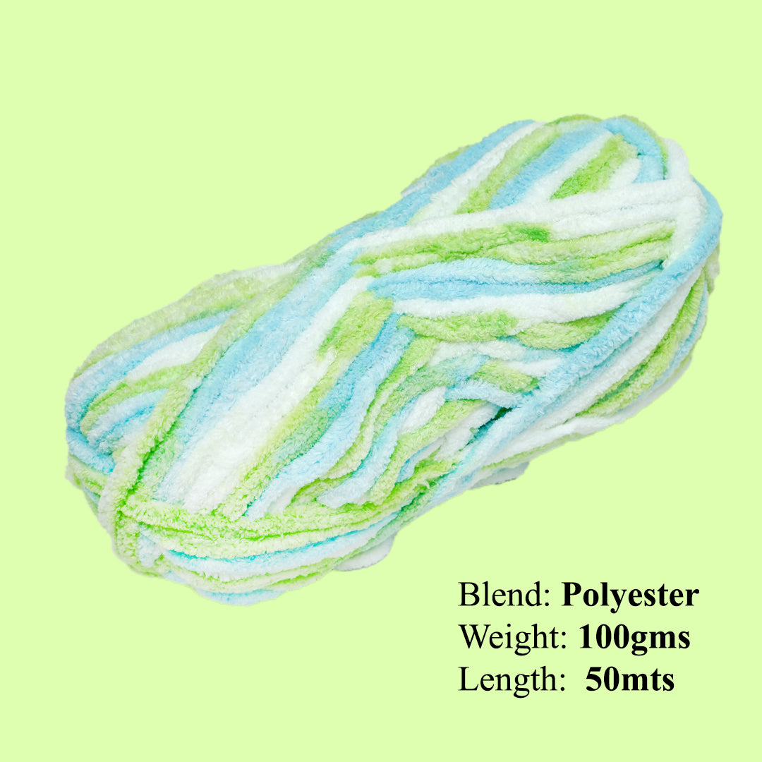 Snuggly Blanket Knitting/Crochet Yarn 100% Polyester Aqua green Multi Colour 50m 100g