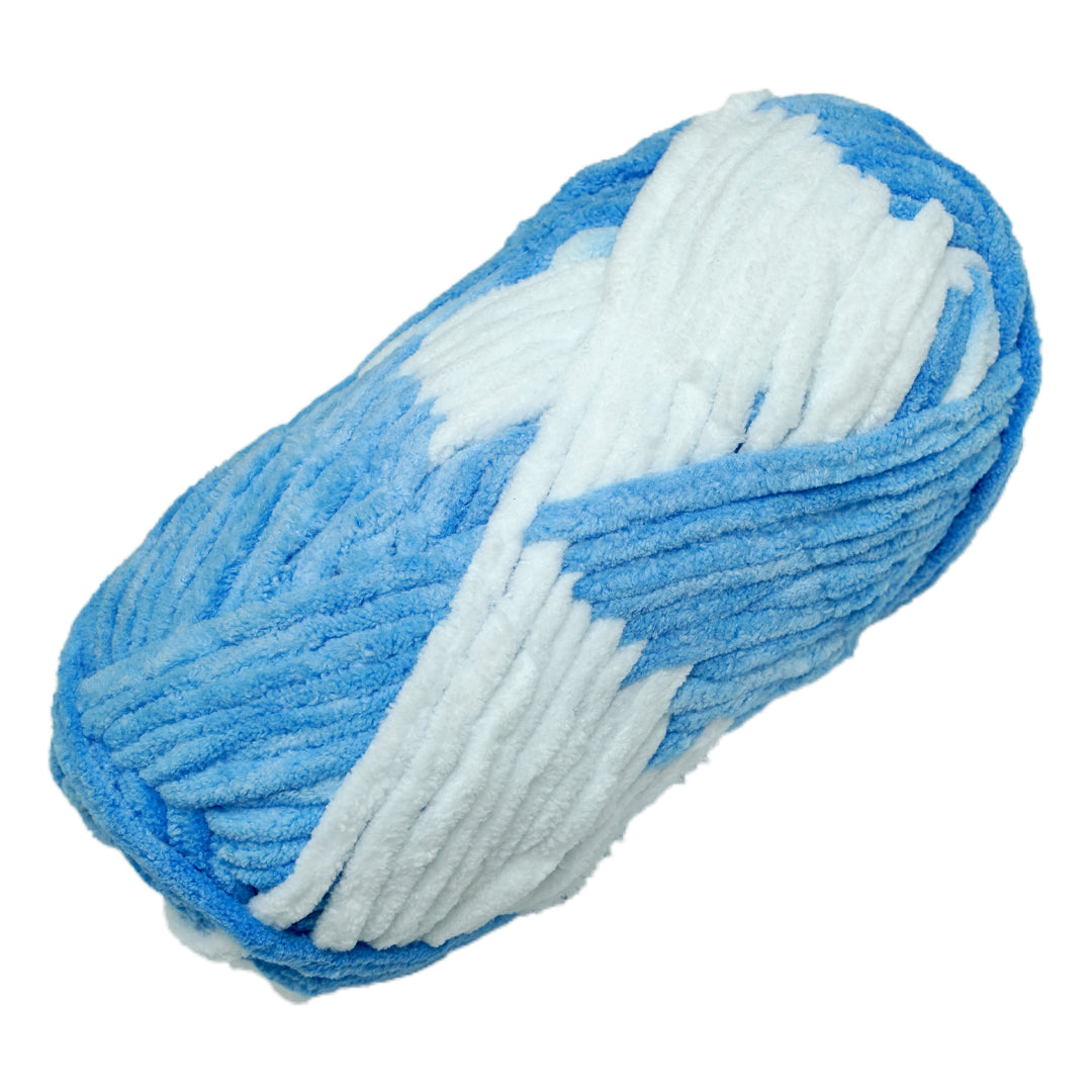 Snuggly Blanket Knitting/Crochet Yarn 100% Polyester Blue snow Multi Colour 50m 100g
