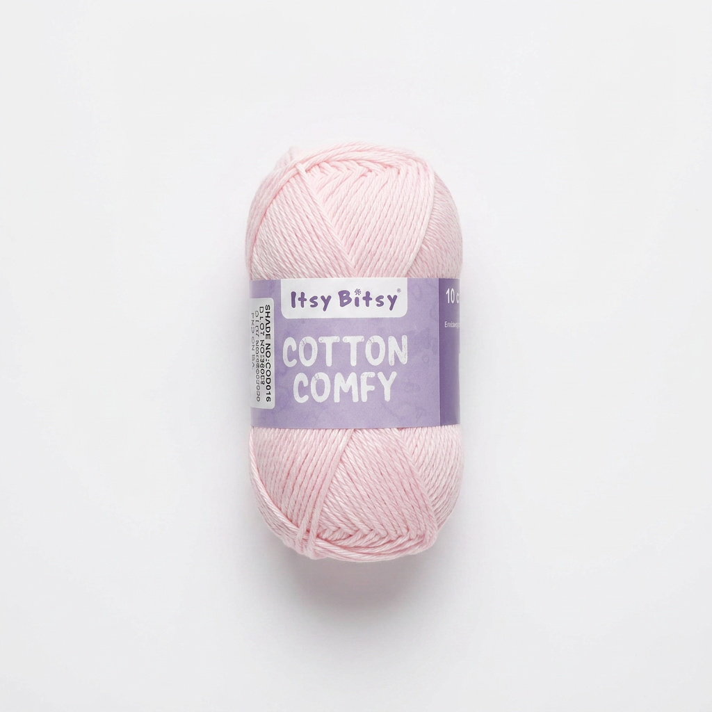 Cotton Comfy Knitting/Crochet Yarn 100% Cotton Baby Pink 169m 100g