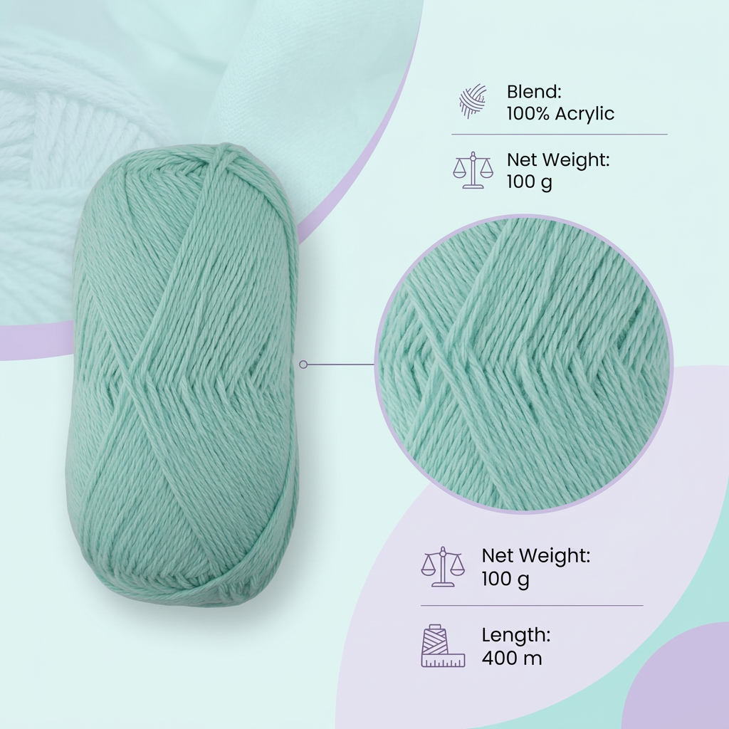 Cotton Comfy Knitting/Crochet Yarn 100% Cotton Mint Blue 169m 100g