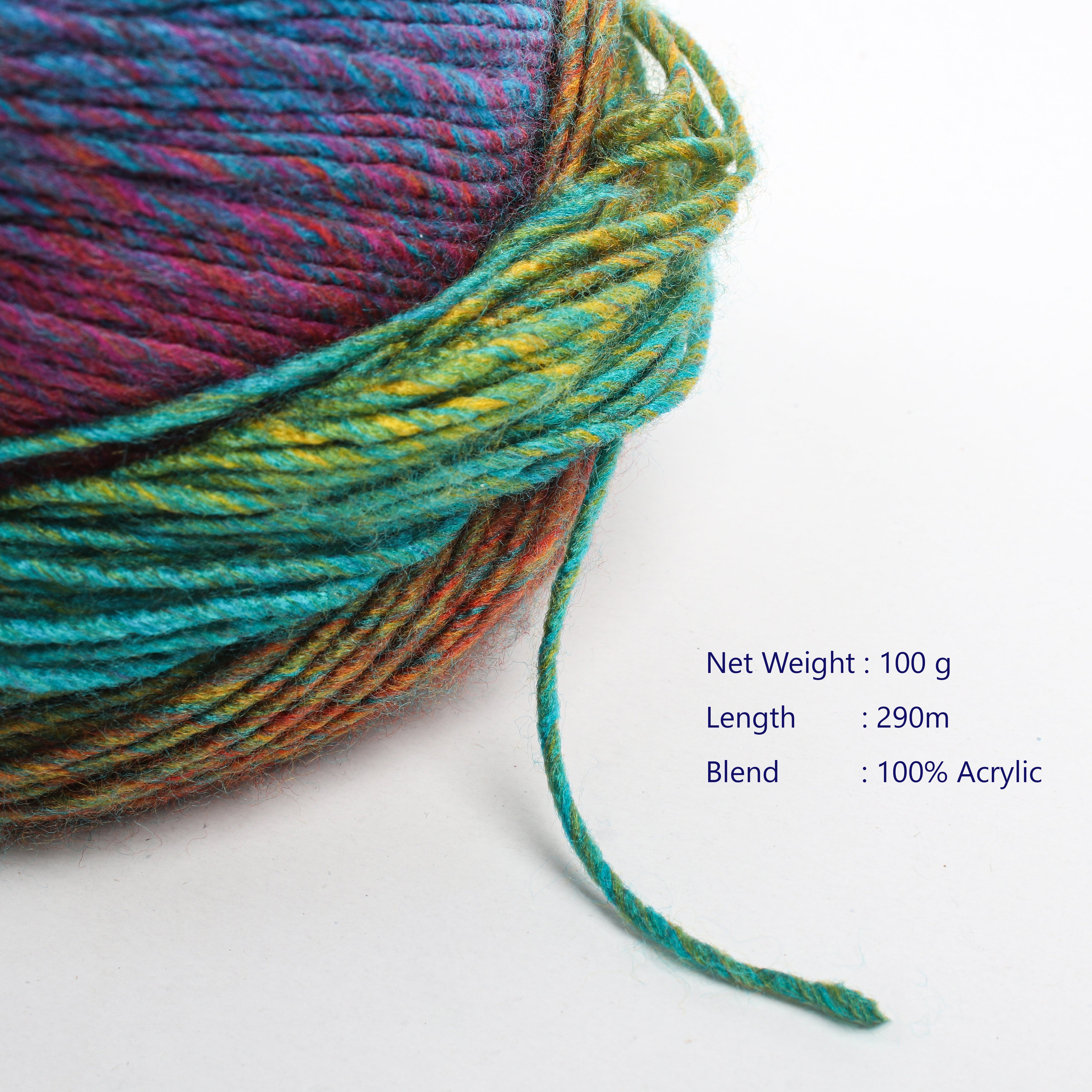Colour Fusion Knitting/Crochet Yarn 100% Acrylic Carnival 290m 100g