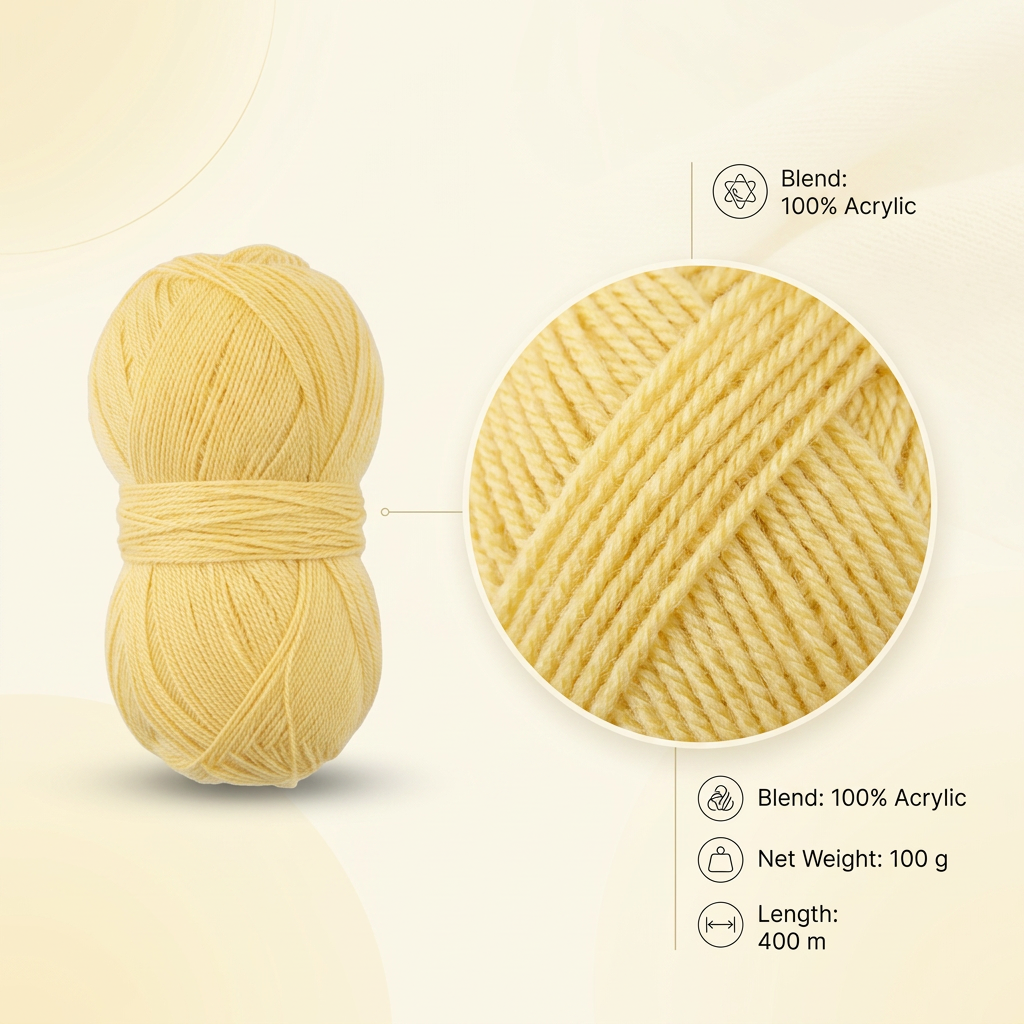 Crochet Magic Knitting/Crochet Yarn 100% Acrylic Lemon 400m 100g