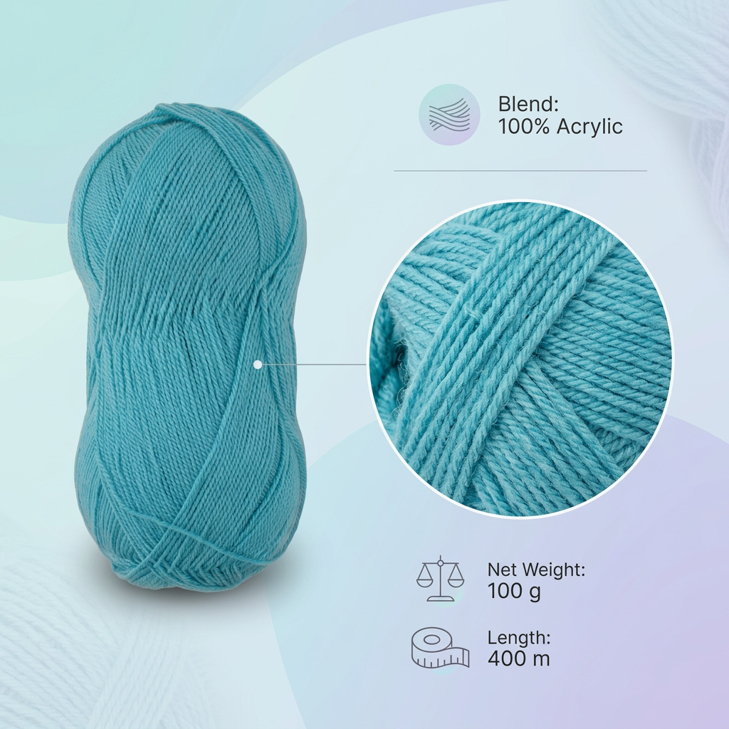 Crochet Magic Knitting/Crochet Yarn 100% Acrylic Ocean Blue 400m 100g