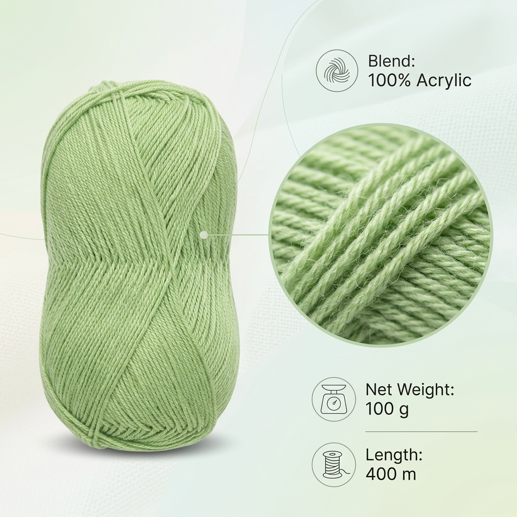 Crochet Magic Knitting/Crochet Yarn 100% Acrylic Spring Green 400m 100g