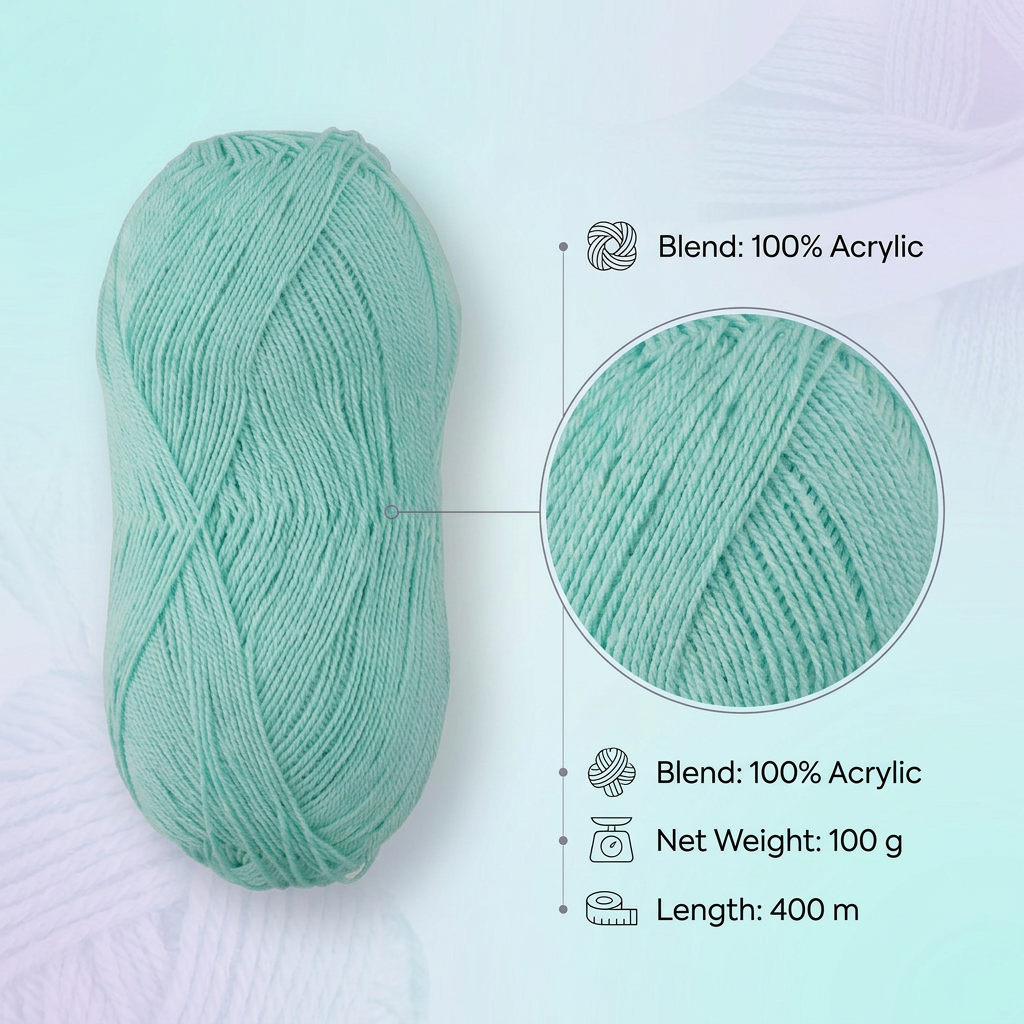 Crochet Magic Knitting/Crochet Yarn 100% Acrylic Turquoise 400m 100g
