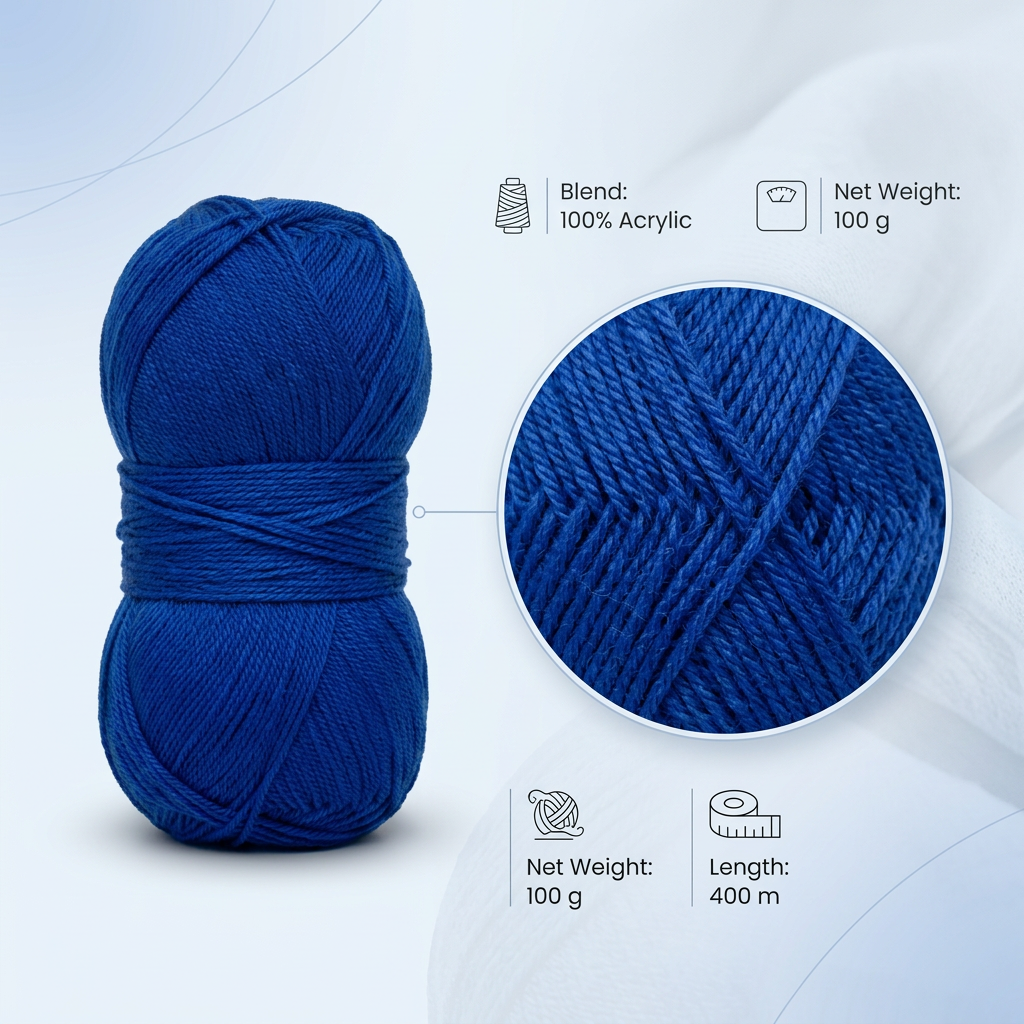 Crochet Magic Knitting/Crochet Yarn 100% Acrylic Royal Blue 400m 100g