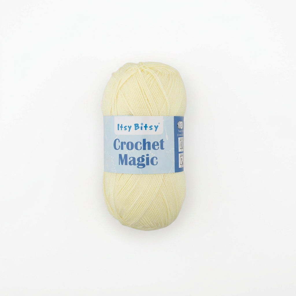 Crochet Magic Knitting/Crochet Yarn 100% Acrylic Lemon Cream 400m 100g