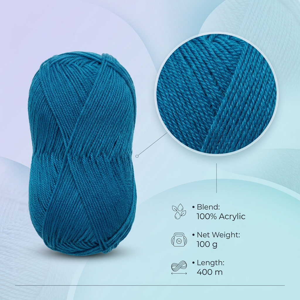 Crochet Magic Knitting/Crochet Yarn 100% Acrylic Prussian Blue 400m 100g