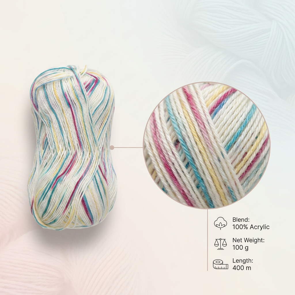 Crochet Magic Knitting/Crochet Multi Yarn 100% Acrylic Rain Lily 400m 100g