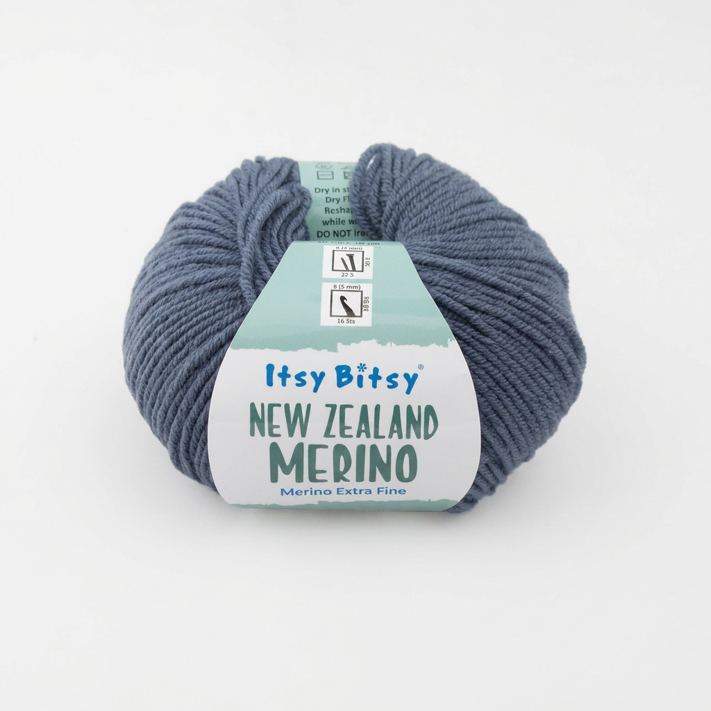 New Zealand Merino Knitting/Crochet Yarn 100% Merino Wool Blue 140m 50g