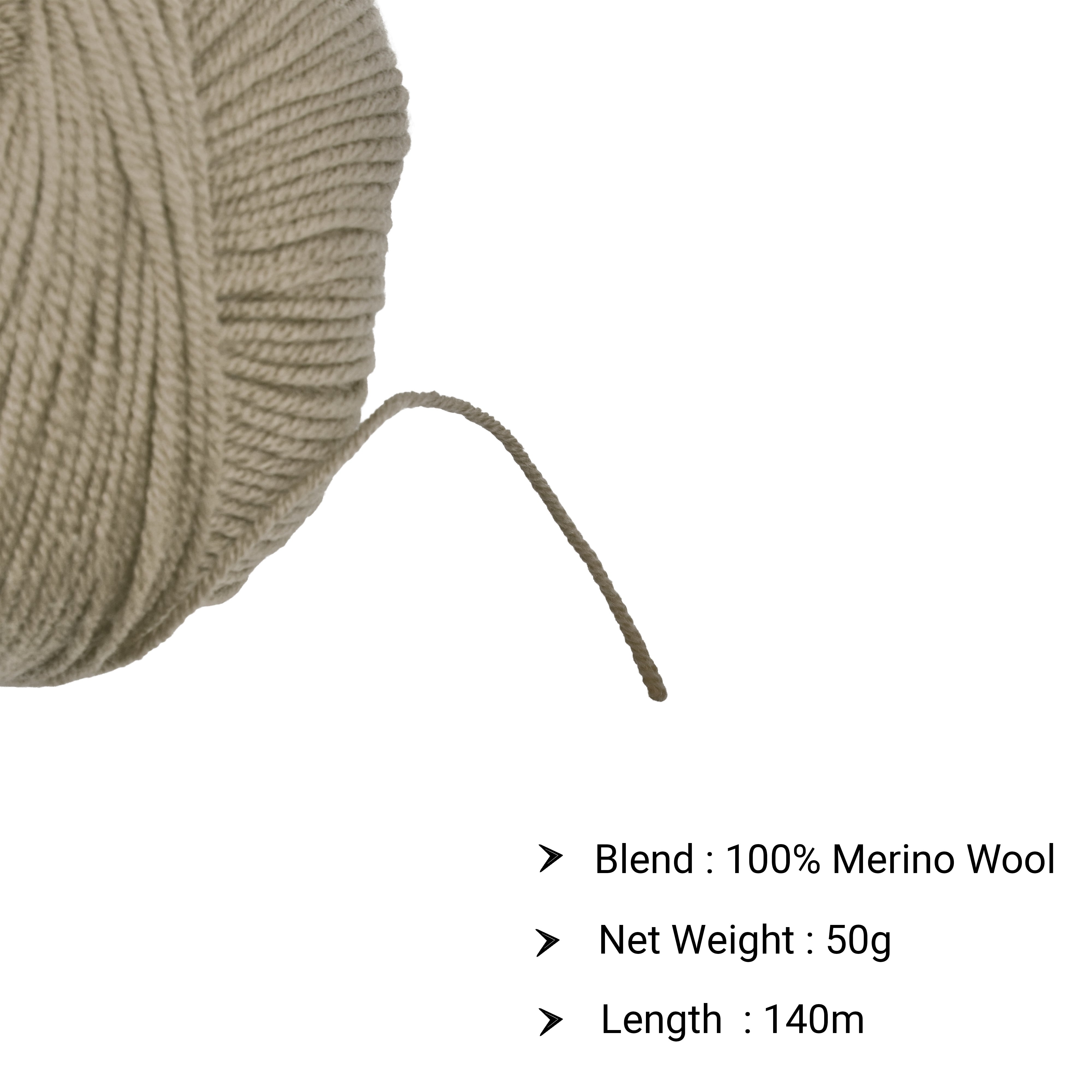 New Zealand Merino Knitting/Crochet Yarn 100% Merino Wool Oat Straw 140m 50g