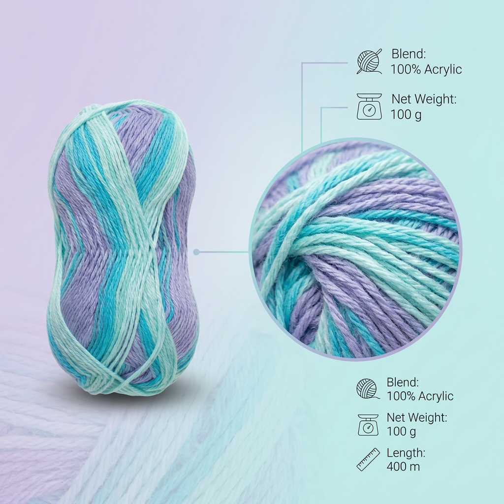 All Weather 100% Cotton Knitting/Crochet Yarn Aqua Orchid 210m 100g