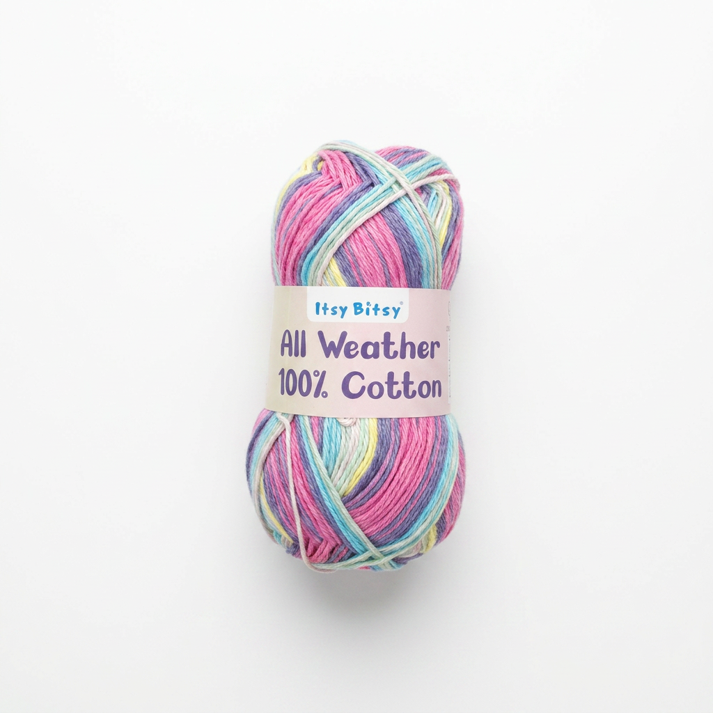 All Weather 100% Cotton Knitting/Crochet Yarn Rosy Sky 210m 100g