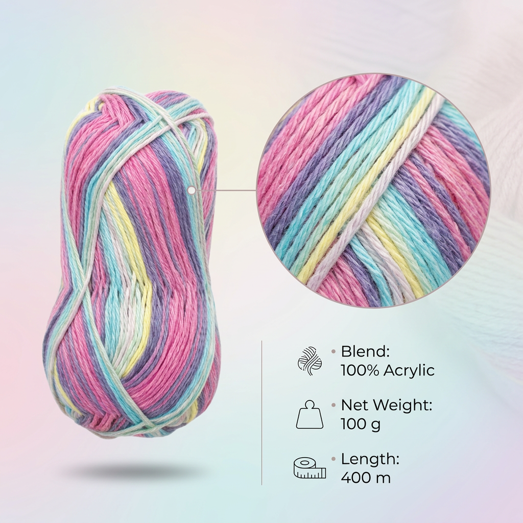 All Weather 100% Cotton Knitting/Crochet Yarn Rosy Sky 210m 100g
