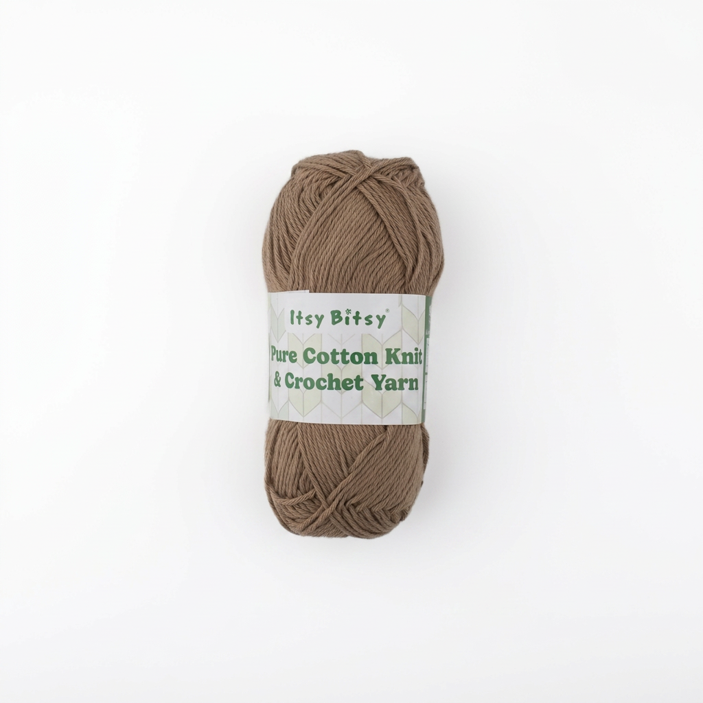 Pure Cotton Knitting/Crochet Yarn 100% Cotton Dark Beige 130m 50g