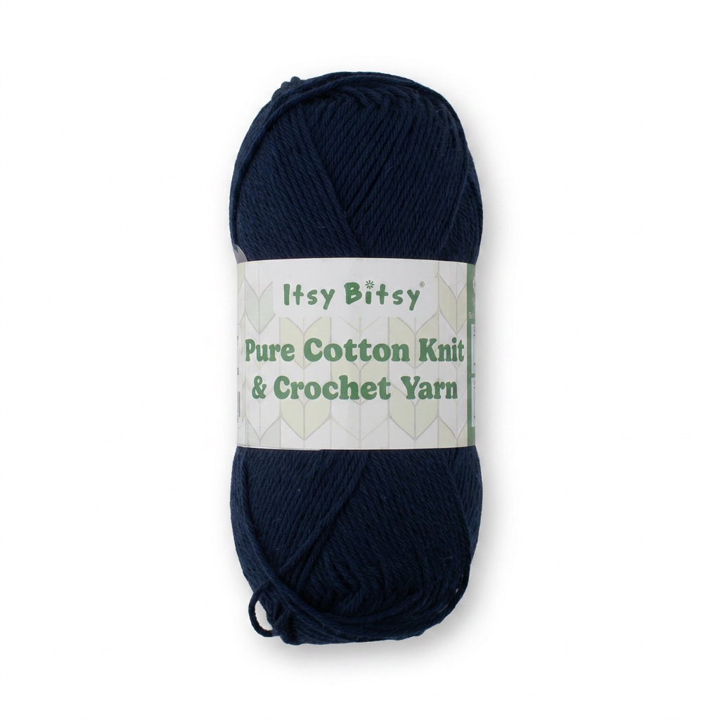 Pure Cotton Knitting/Crochet Yarn 100% Cotton Midnight Purple 130m 50g