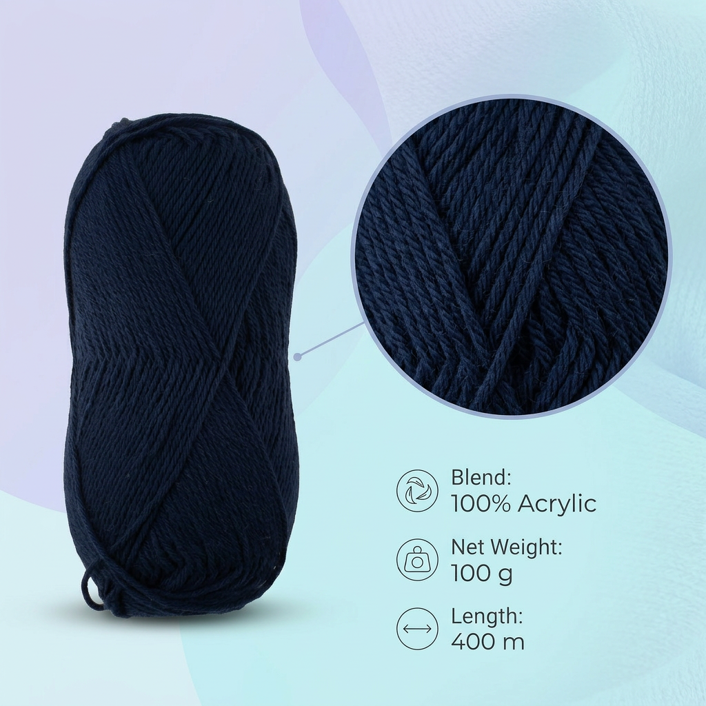 Pure Cotton Knitting/Crochet Yarn 100% Cotton Midnight Purple 130m 50g