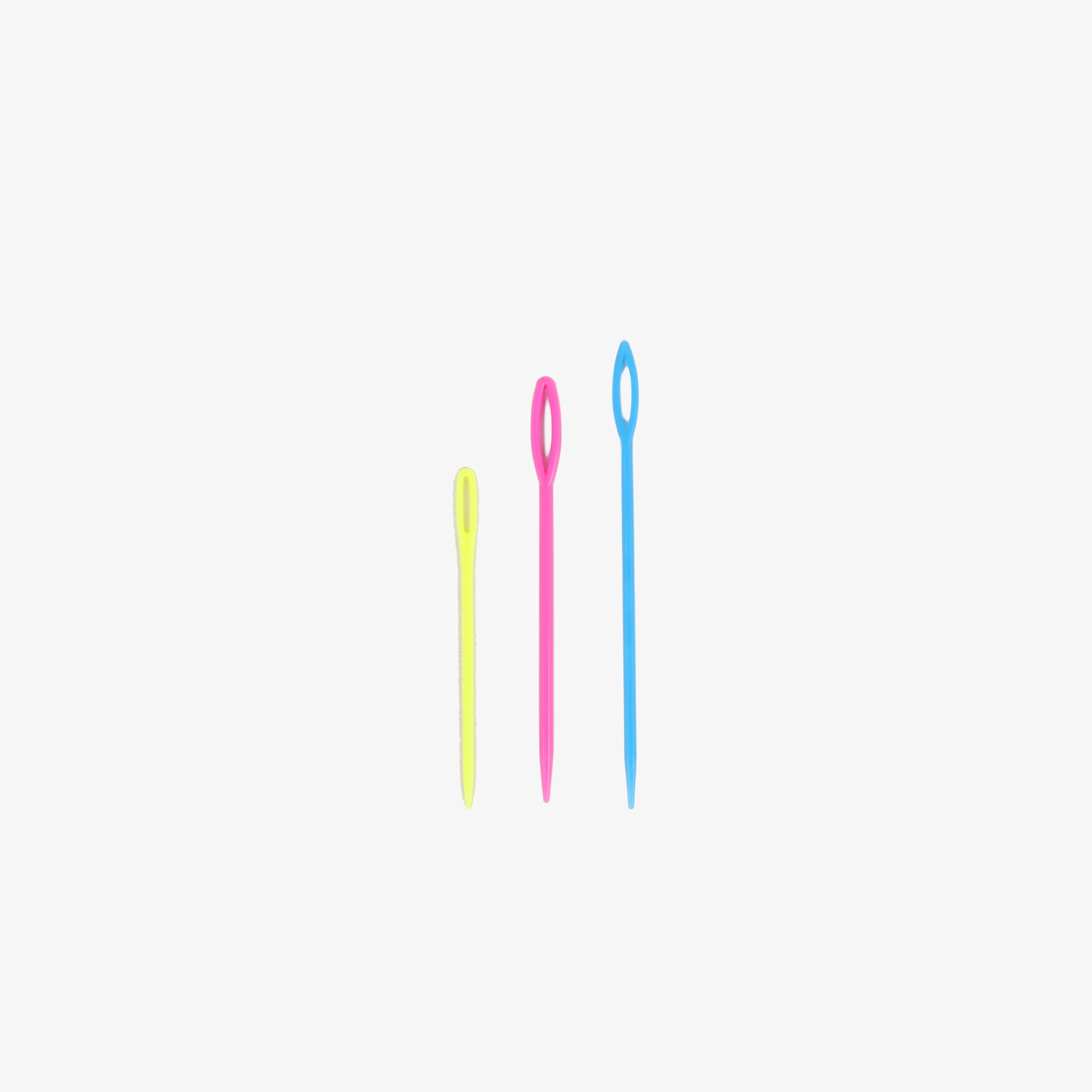 Large Eye Plastic Needle 7.5 cm, 9.5cm, 10cm 3pc set Blister