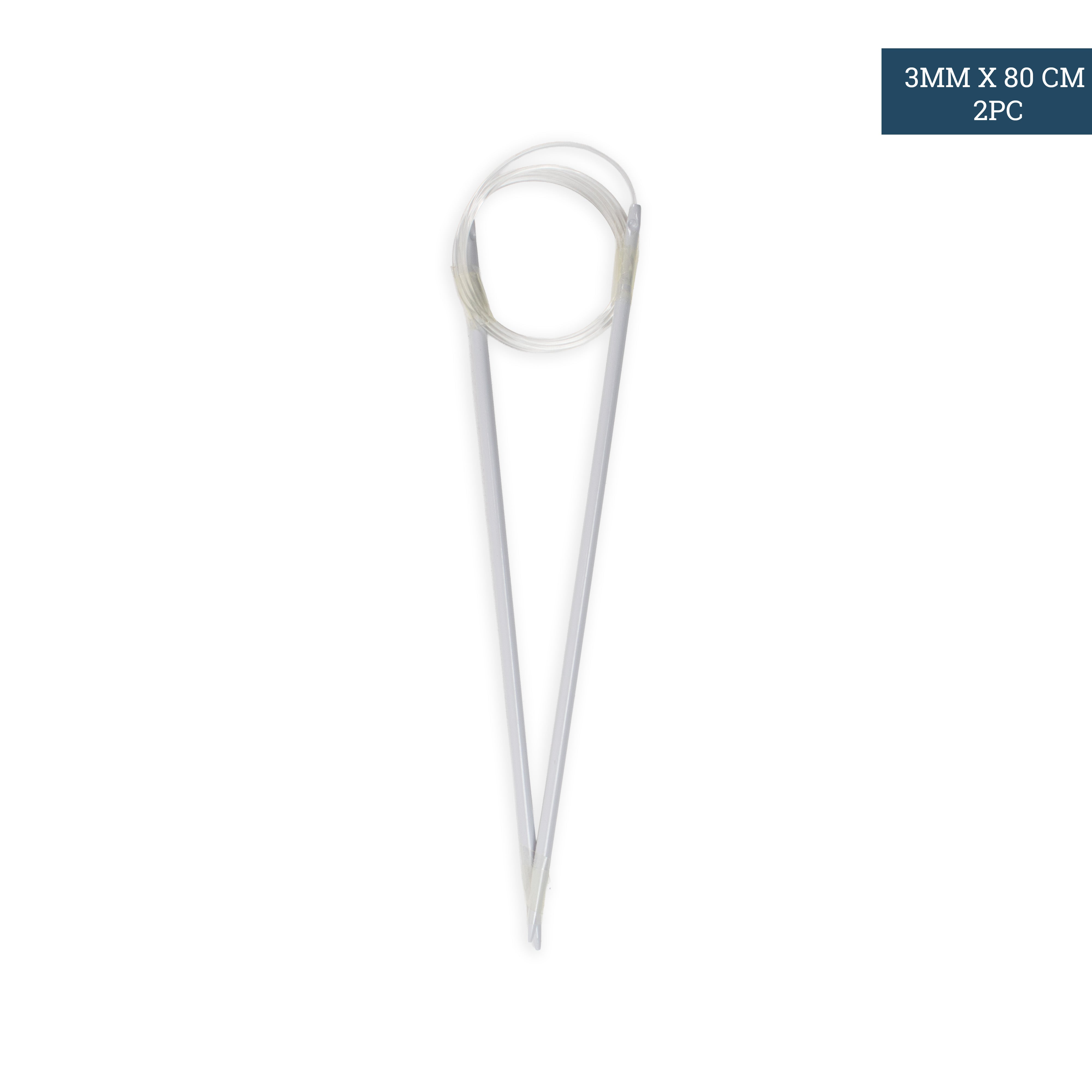 Circular Knitting Needles with Soft Cable Aluminium 3mm X 80cm 2pc Blister