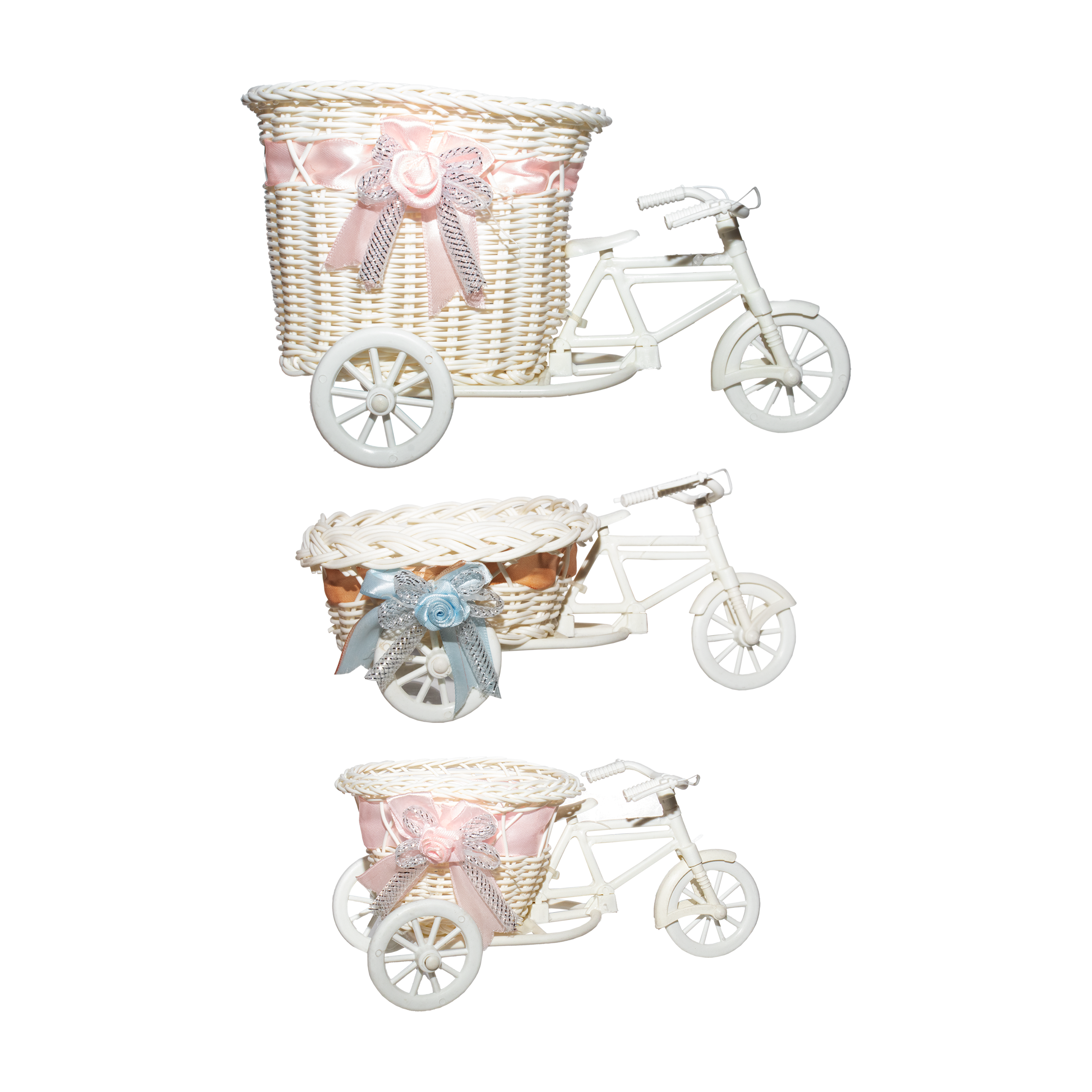 Rattan Bicycle With Flower Basket Small - Assorted