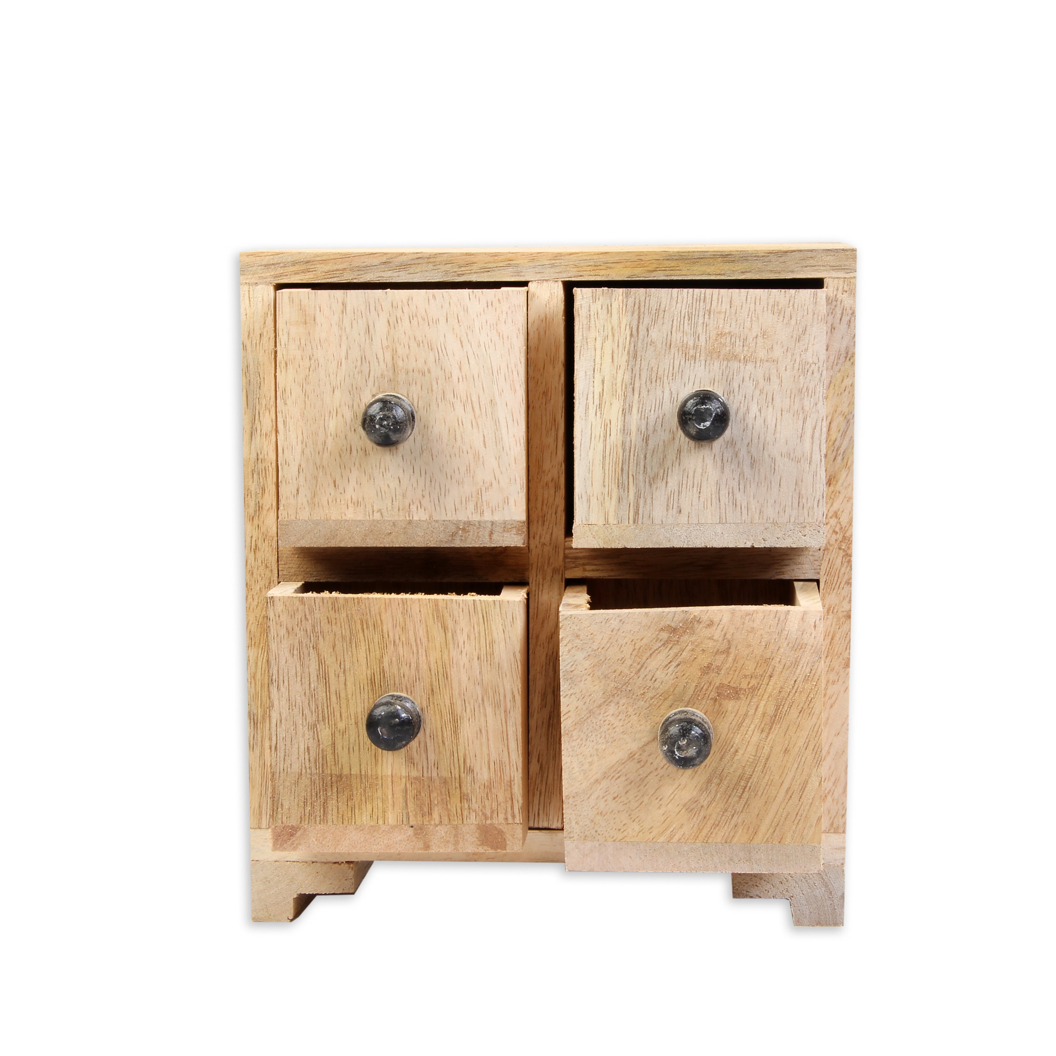 Wooden Chest of Drawers (4 Compartments) 6.5 X 3 X 6inch 1pc