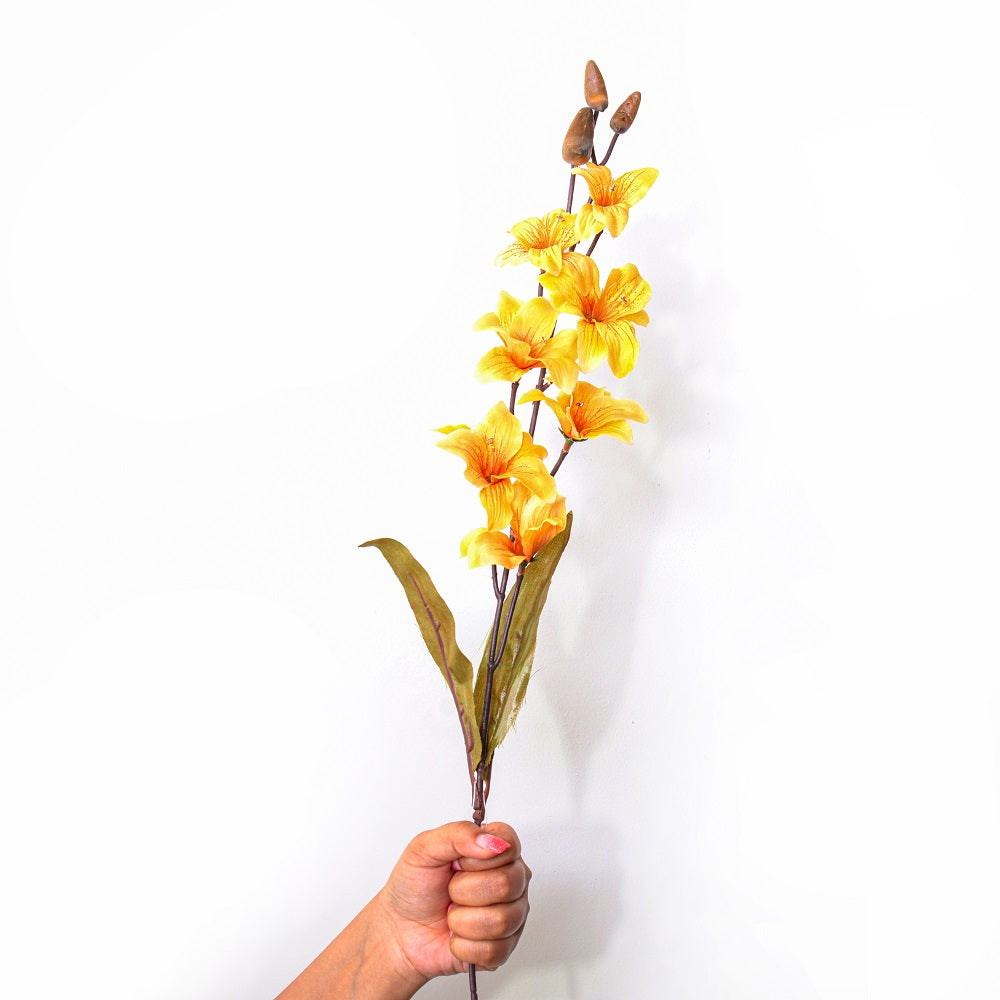Artificial Flower Orchid Lily Mellow Yellow 26.5Inch