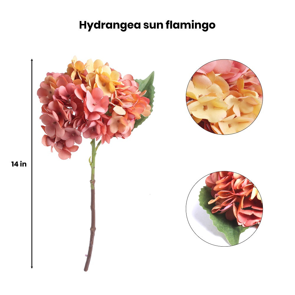 Artificial Flower Hydrangea Sun Flamingo 14Inch