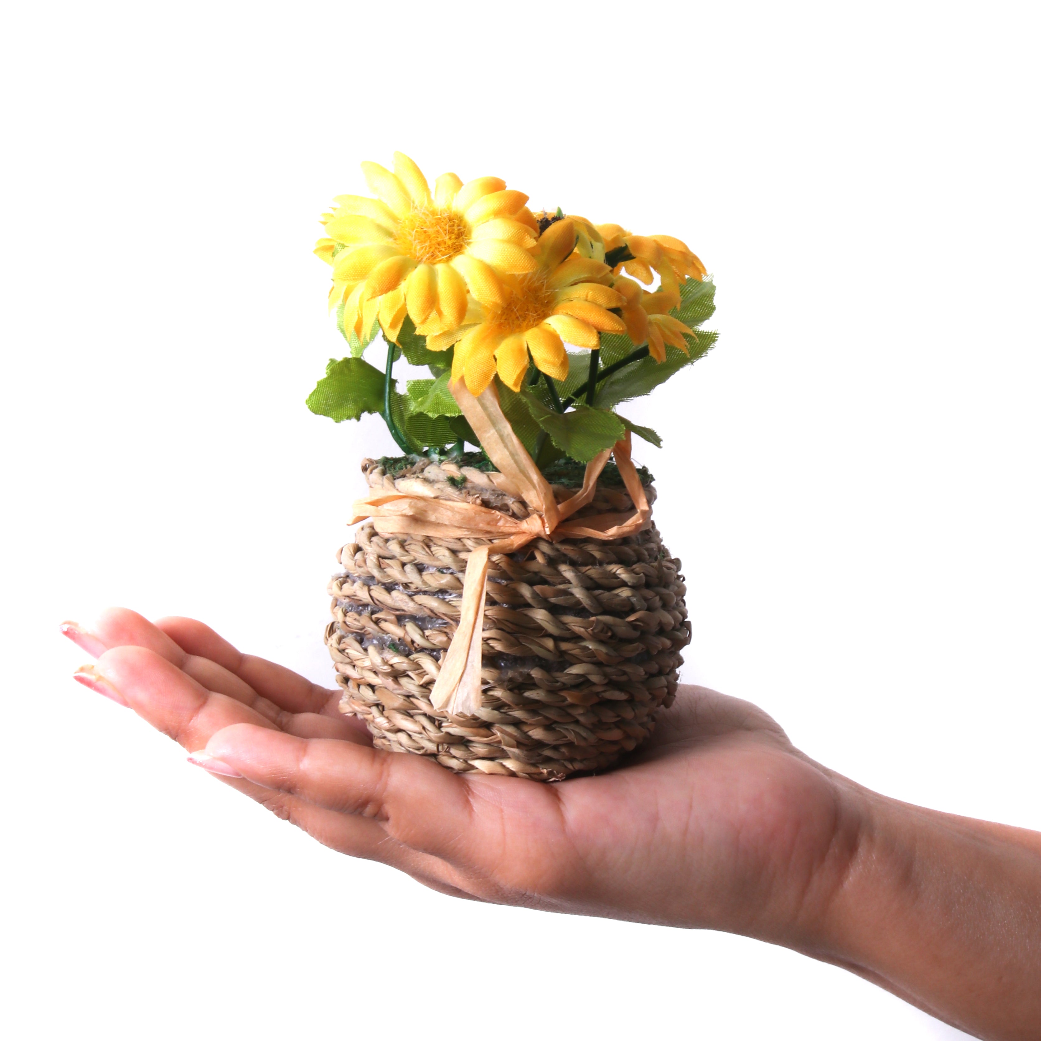 Artificial Flower Dasiy Basket Sunny Yellow 5Inch 1Pot