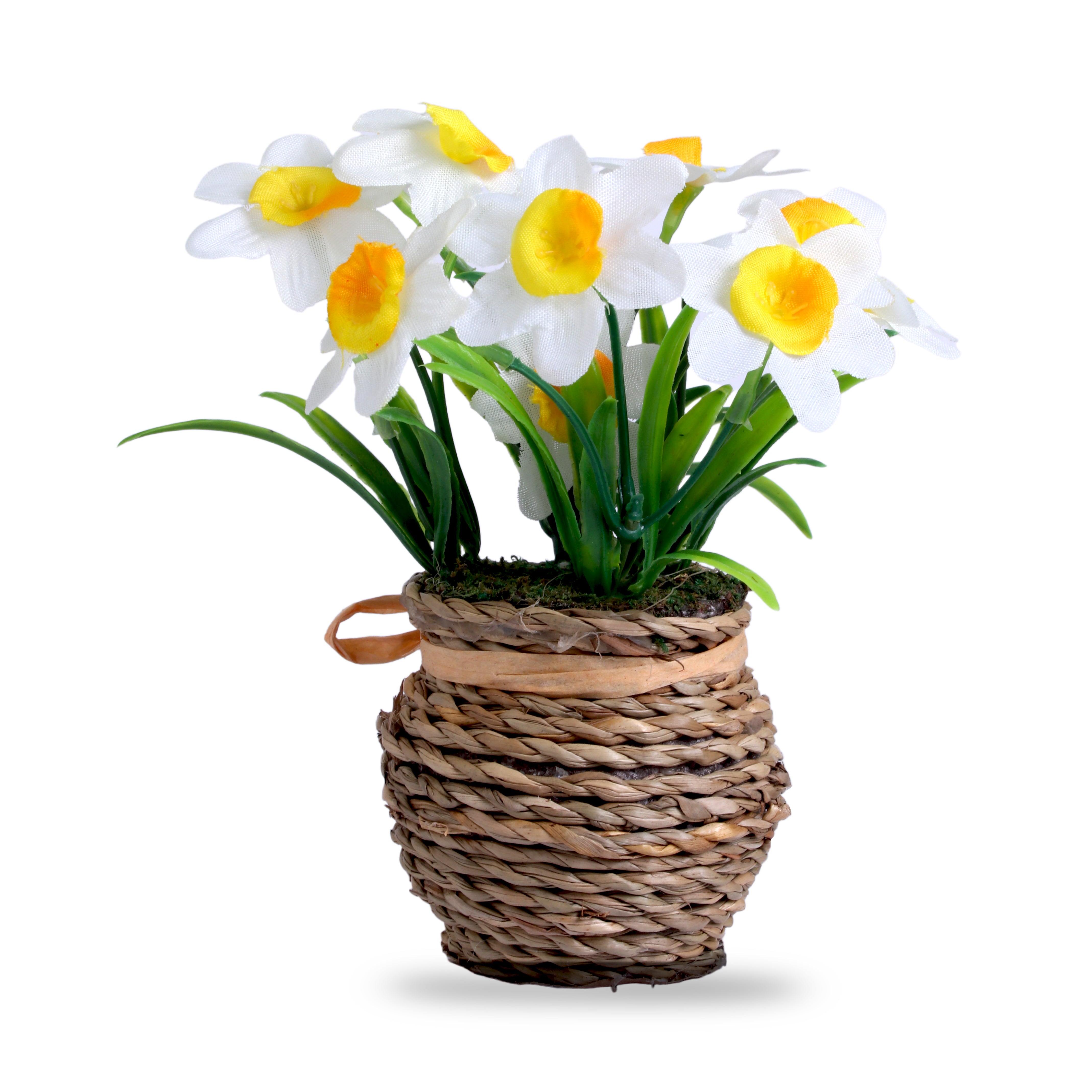 Artificial Flower Daffodil Basket White Delight 5Inch 1Pot