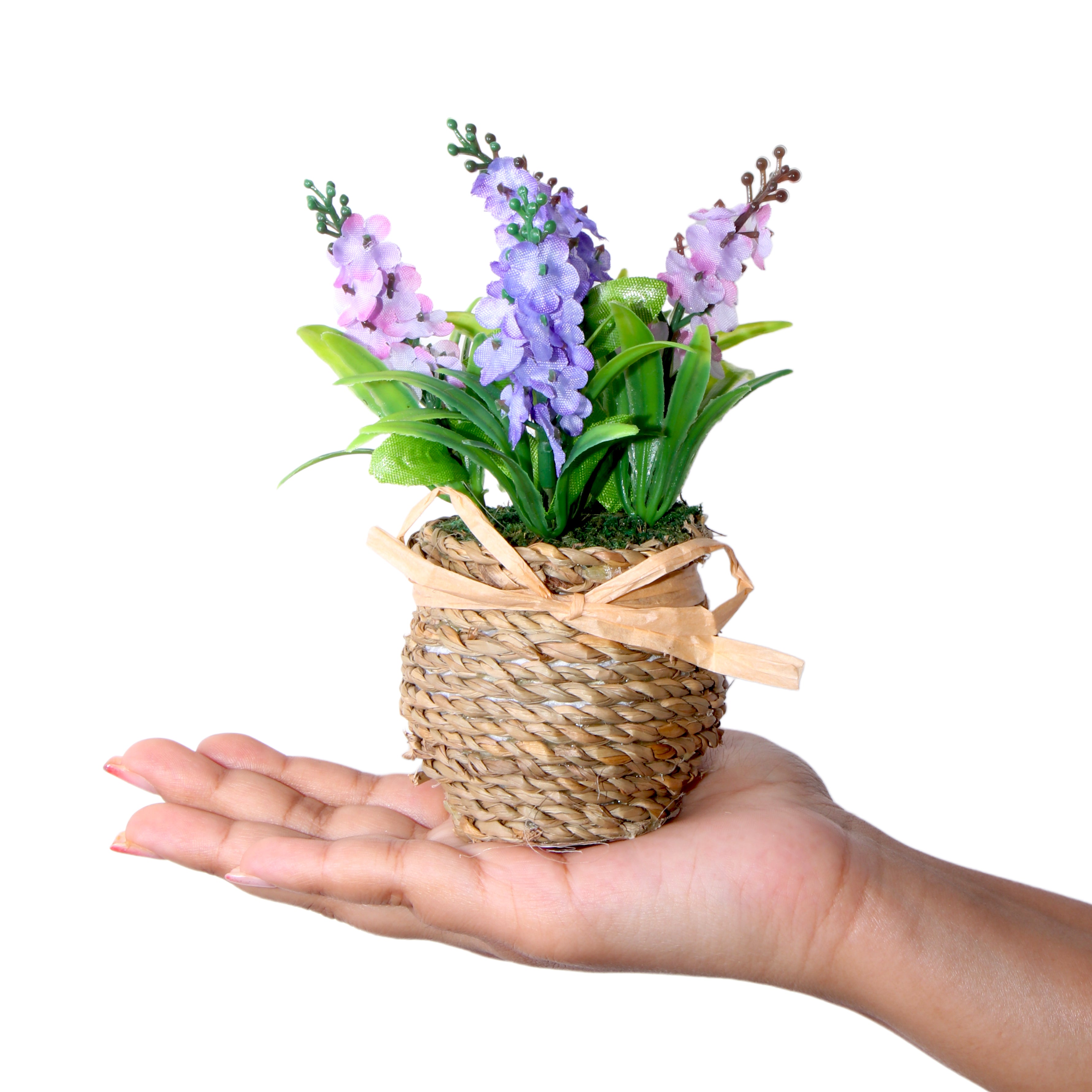 Artificial Flower Larkspur Basket Purple 5Inch 1Pot