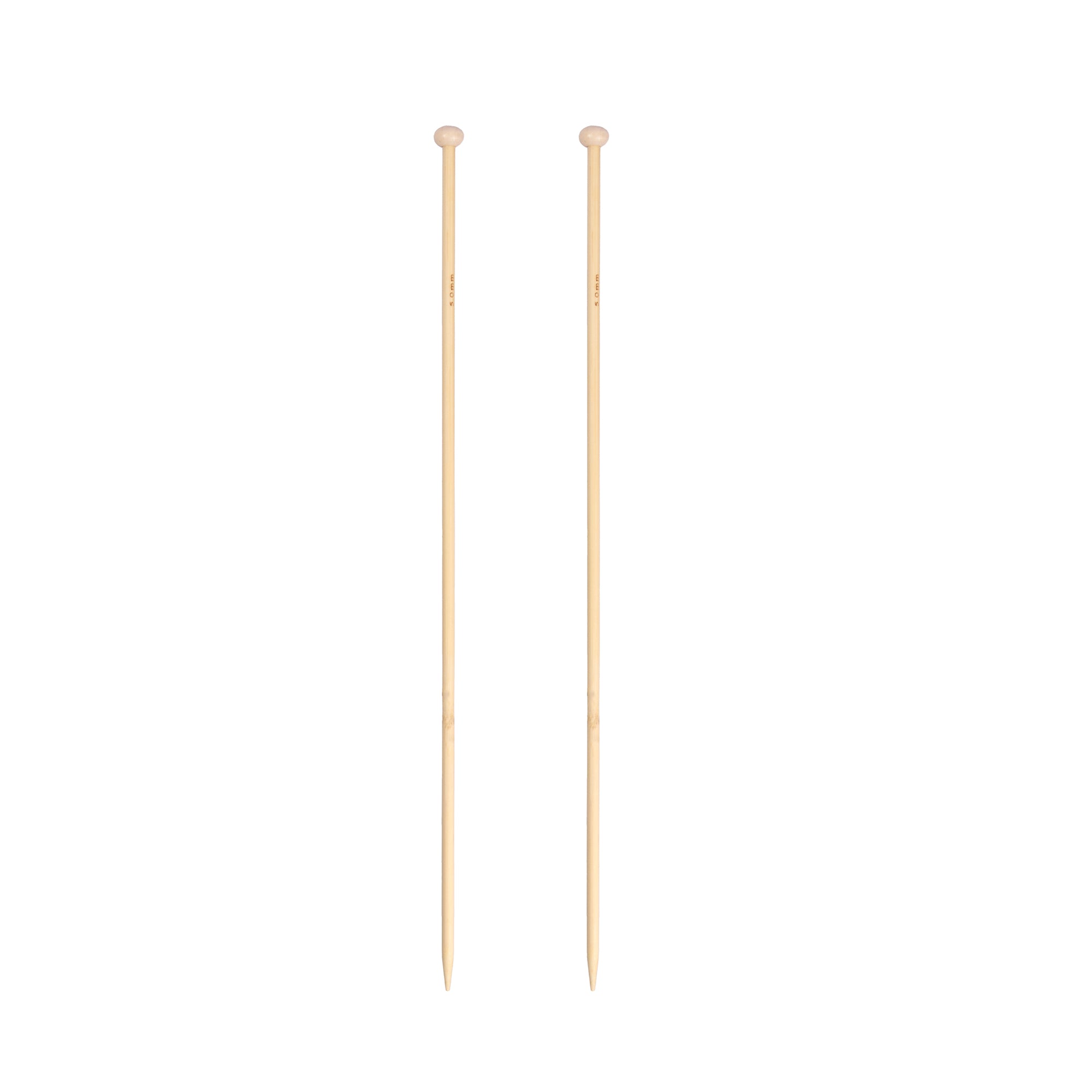 Bamboo Knitting Needles Natural 5mm X 35cm 2pc