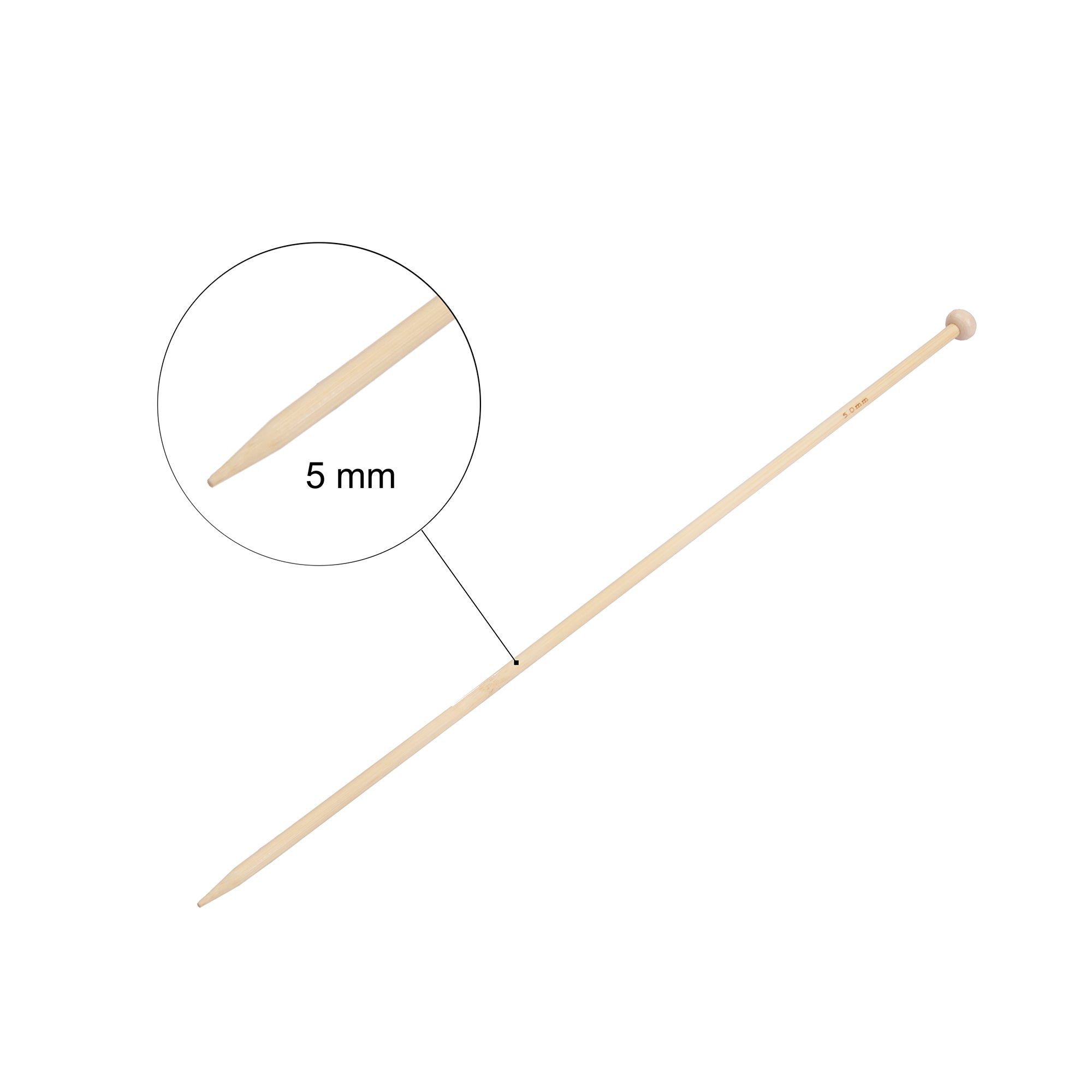 Bamboo Knitting Needles Natural 5mm X 35cm 2pc