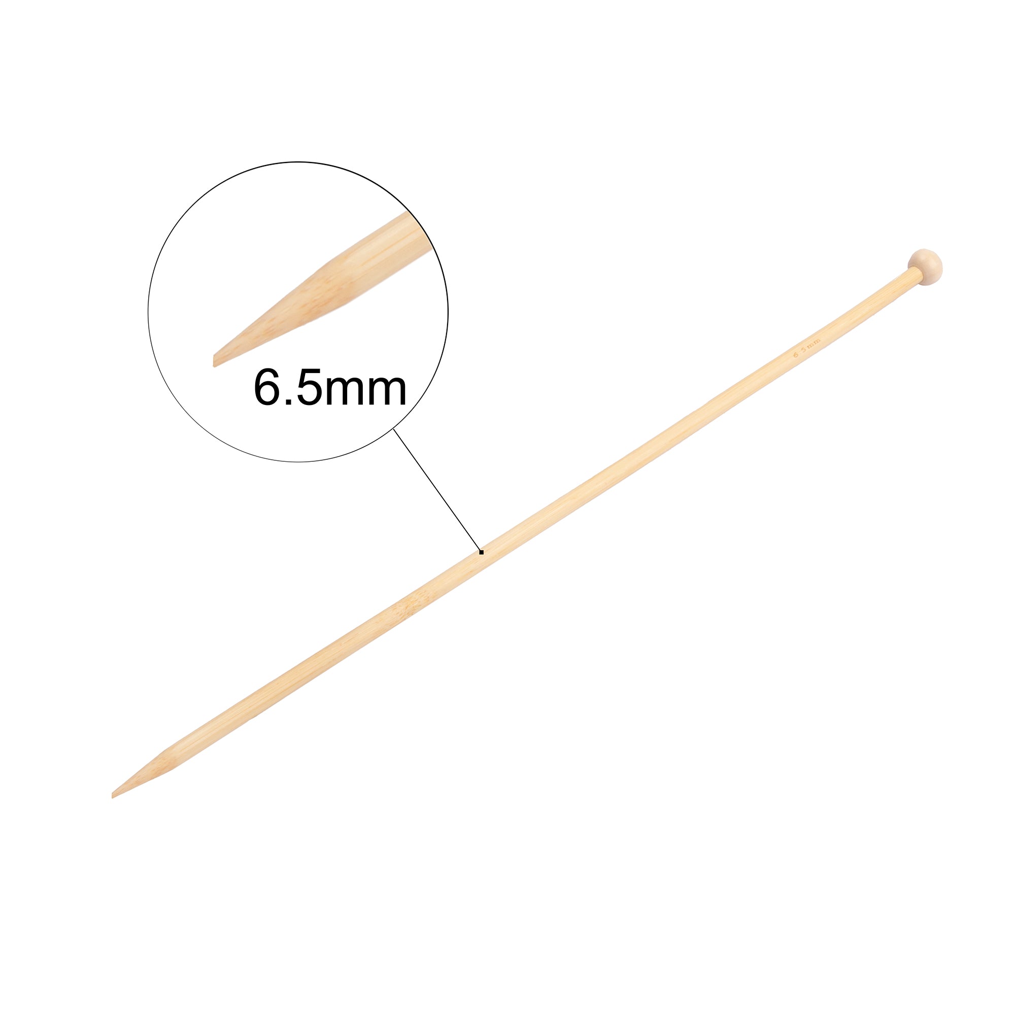 Bamboo Knitting Needles Natural 6.5mm X 35cm 2pc