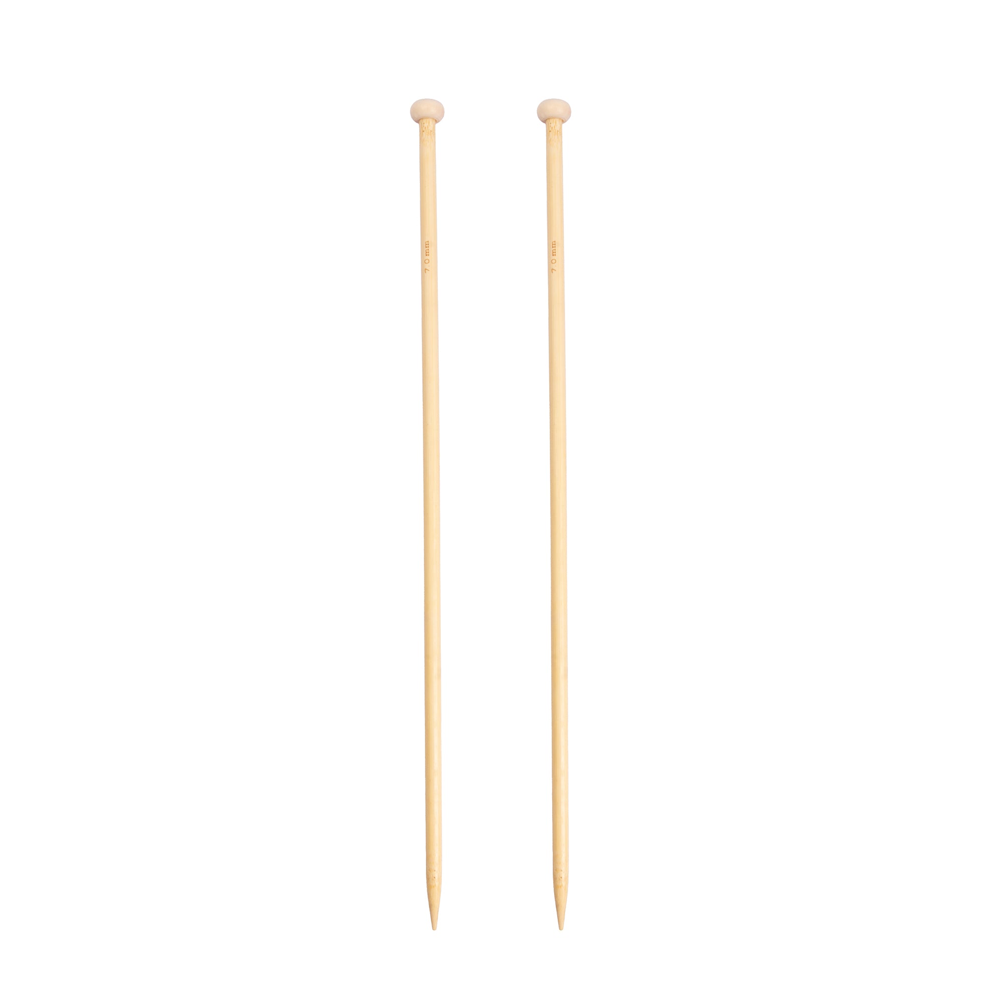 Bamboo Knitting Needles Natural 7mm X 35cm 2pc