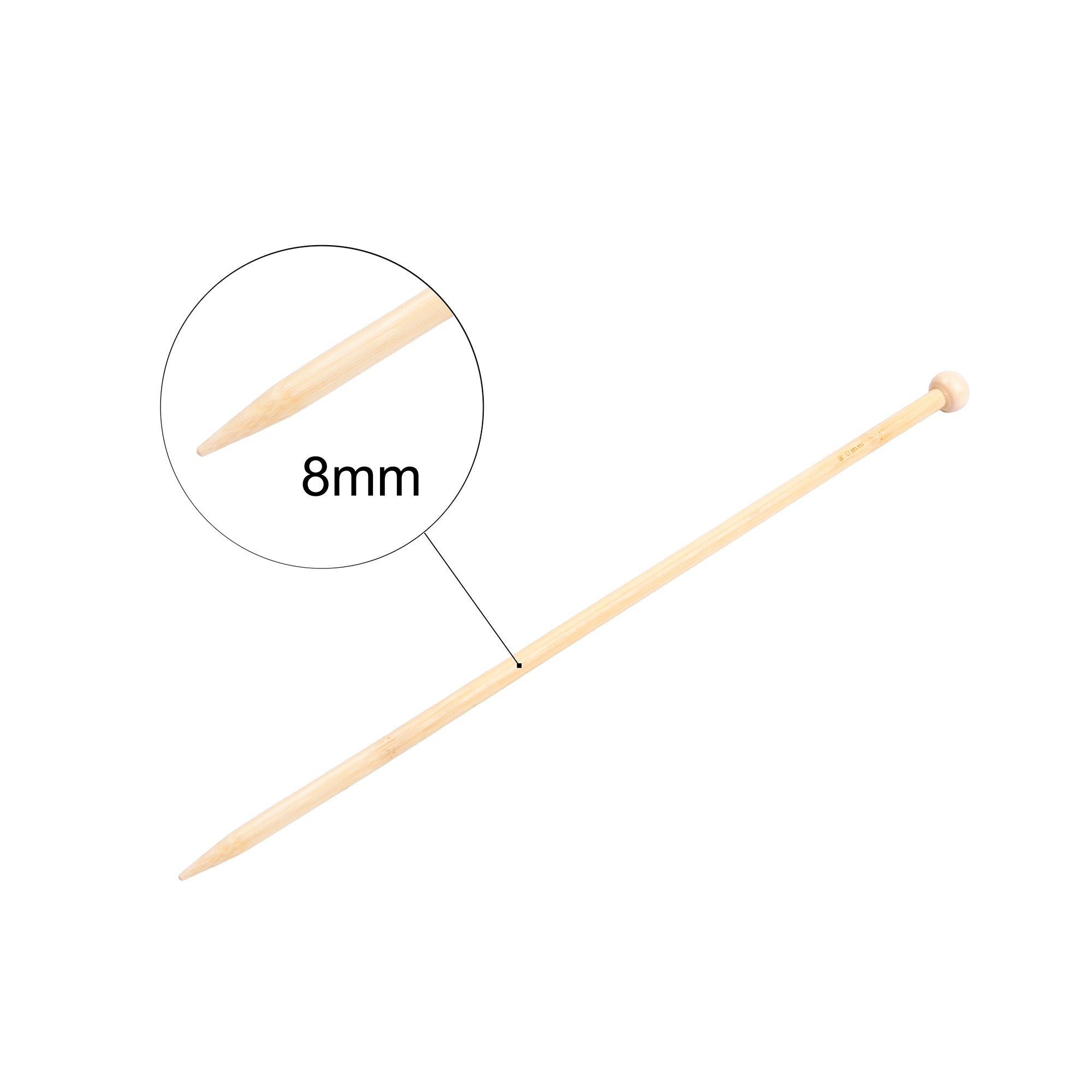 Bamboo Knitting Needles Natural 8mm X 35cm 2pc