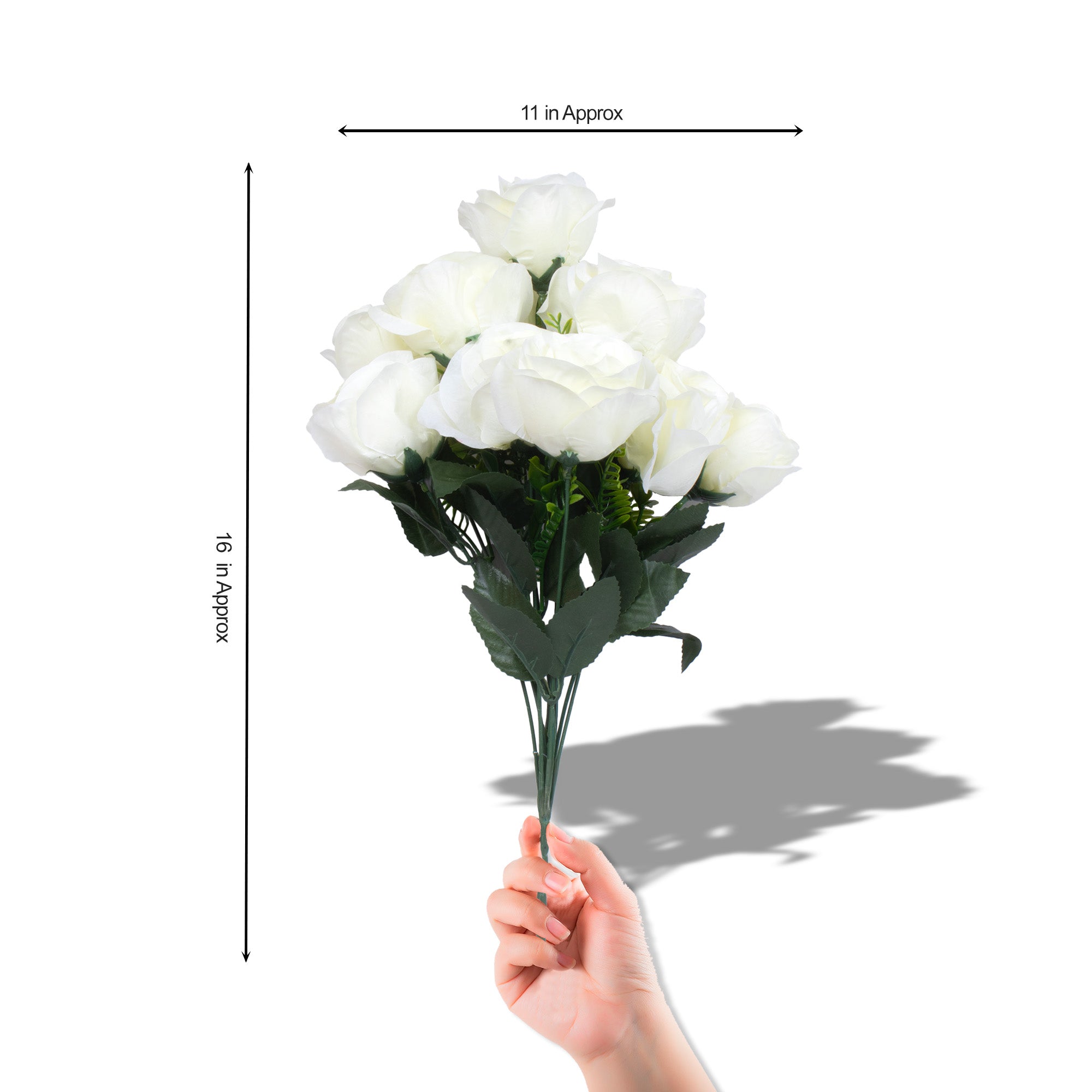 Artificial Flower Rose Bunch White 17inch 1Sprig