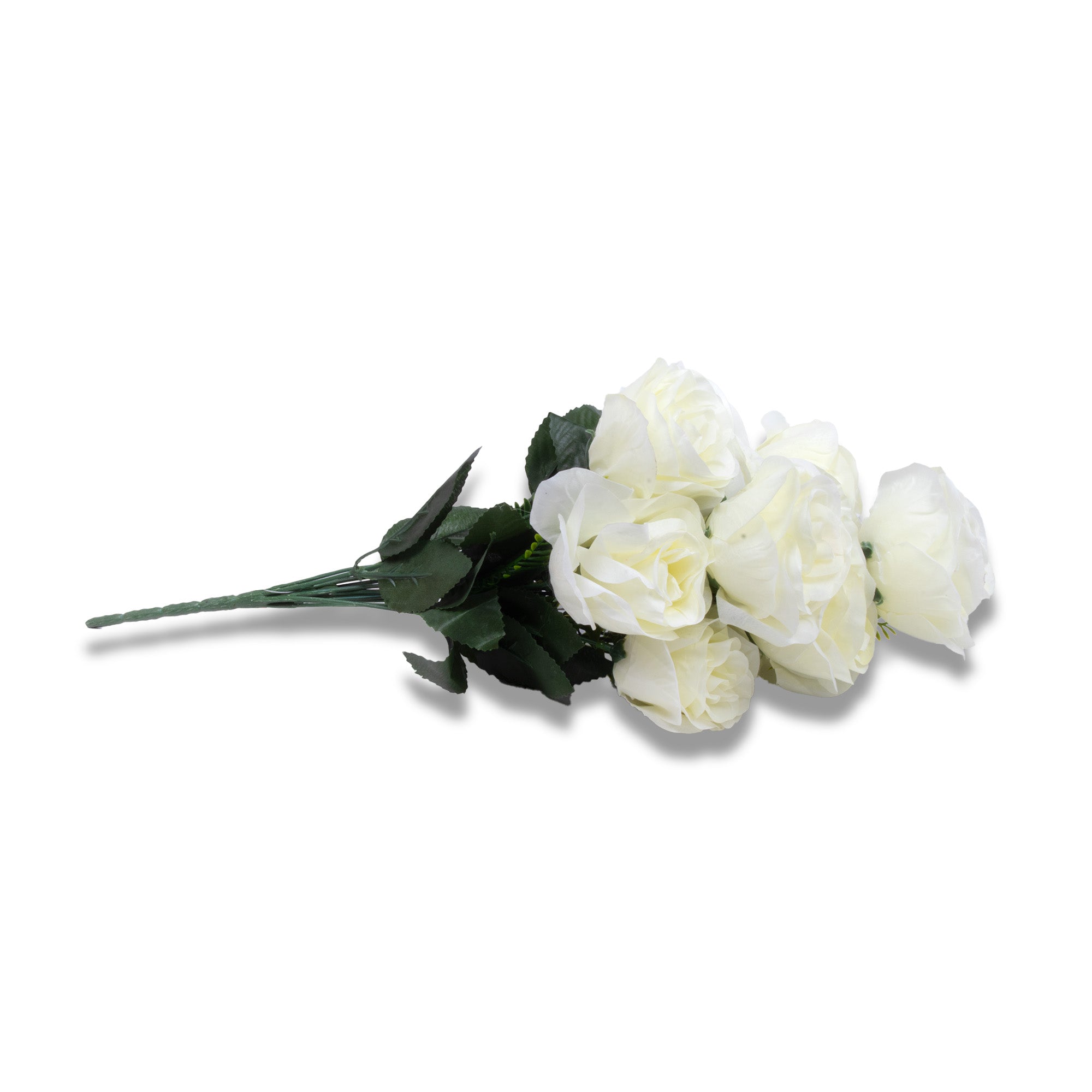 Artificial Flower Rose Bunch White 17inch 1Sprig