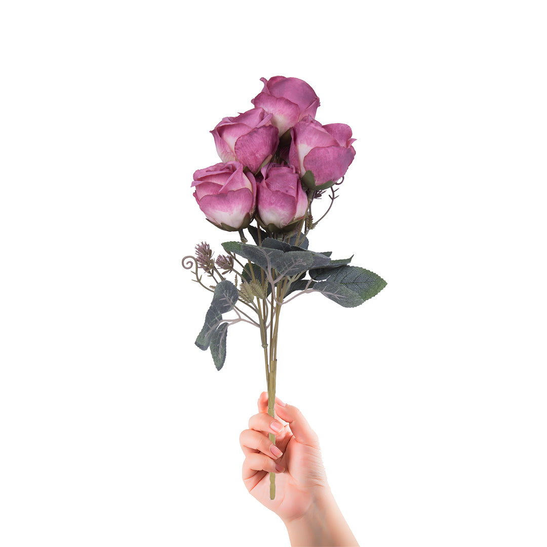 Artificial Flower Eden Rose Mauve 13inch 1Sprig